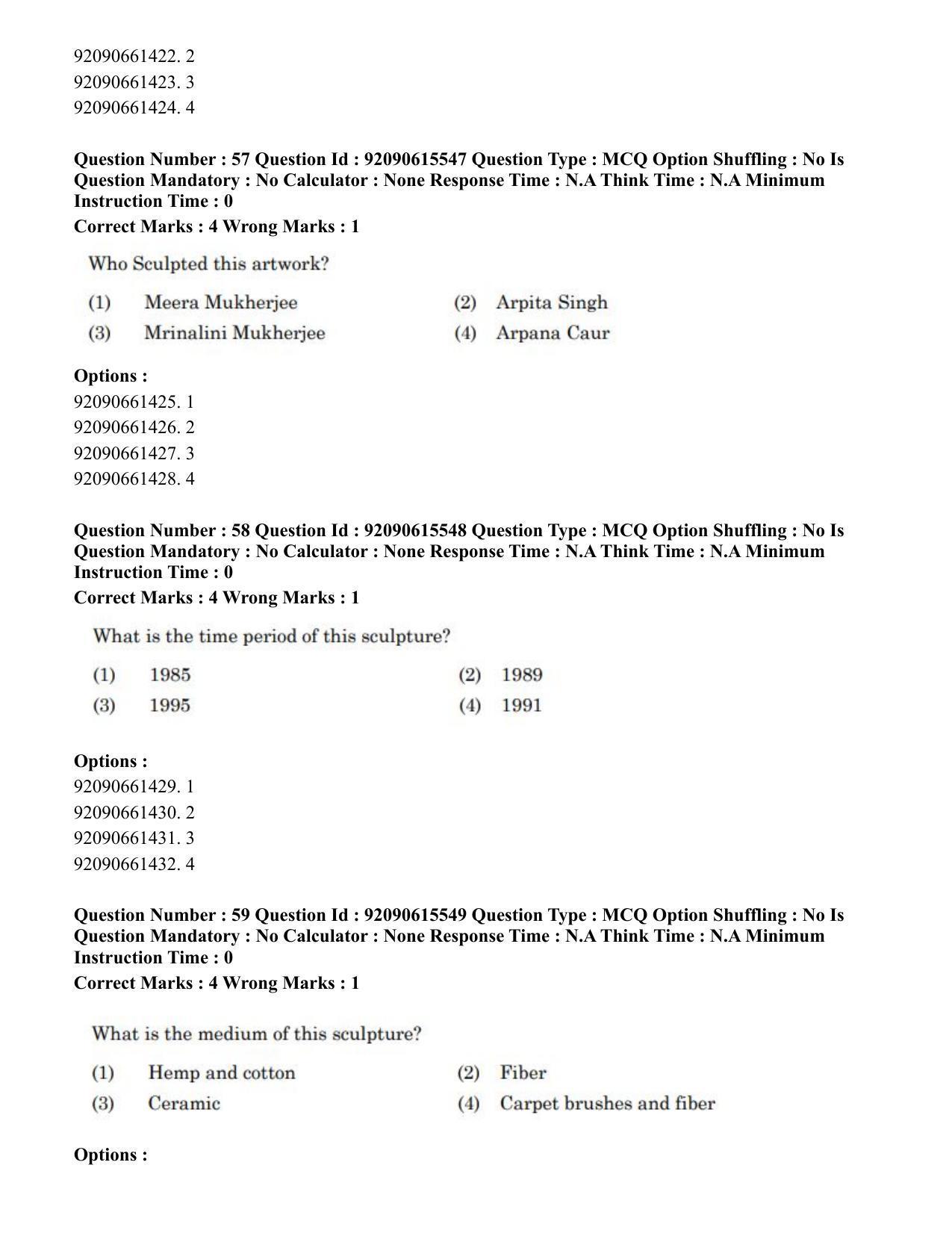 CUET PG 2023: HUQP07 – Fine Arts(HINDI) - Shift 3 (12-06-2023) Question Paper - Page 50