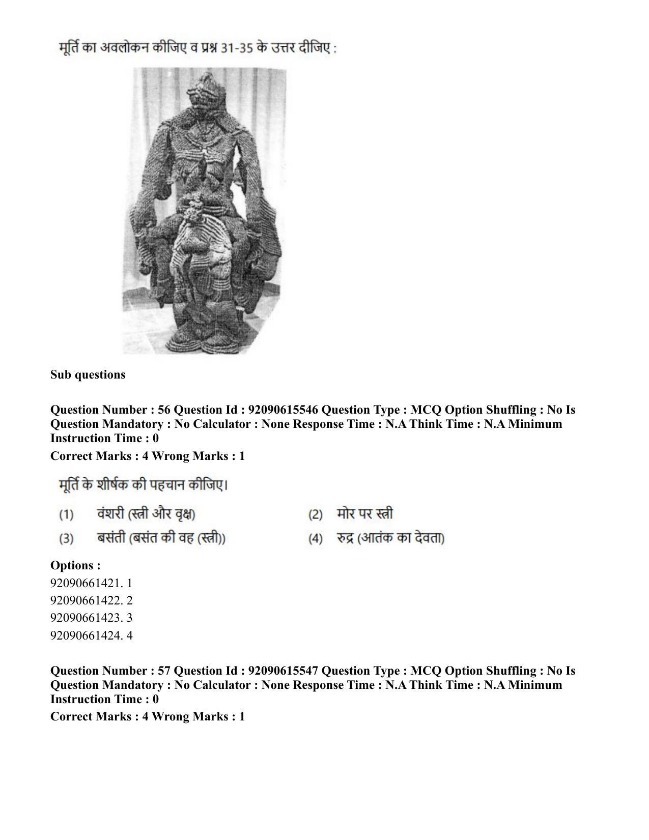CUET PG 2023: HUQP07 – Fine Arts(HINDI) - Shift 3 (12-06-2023) Question Paper - Page 52