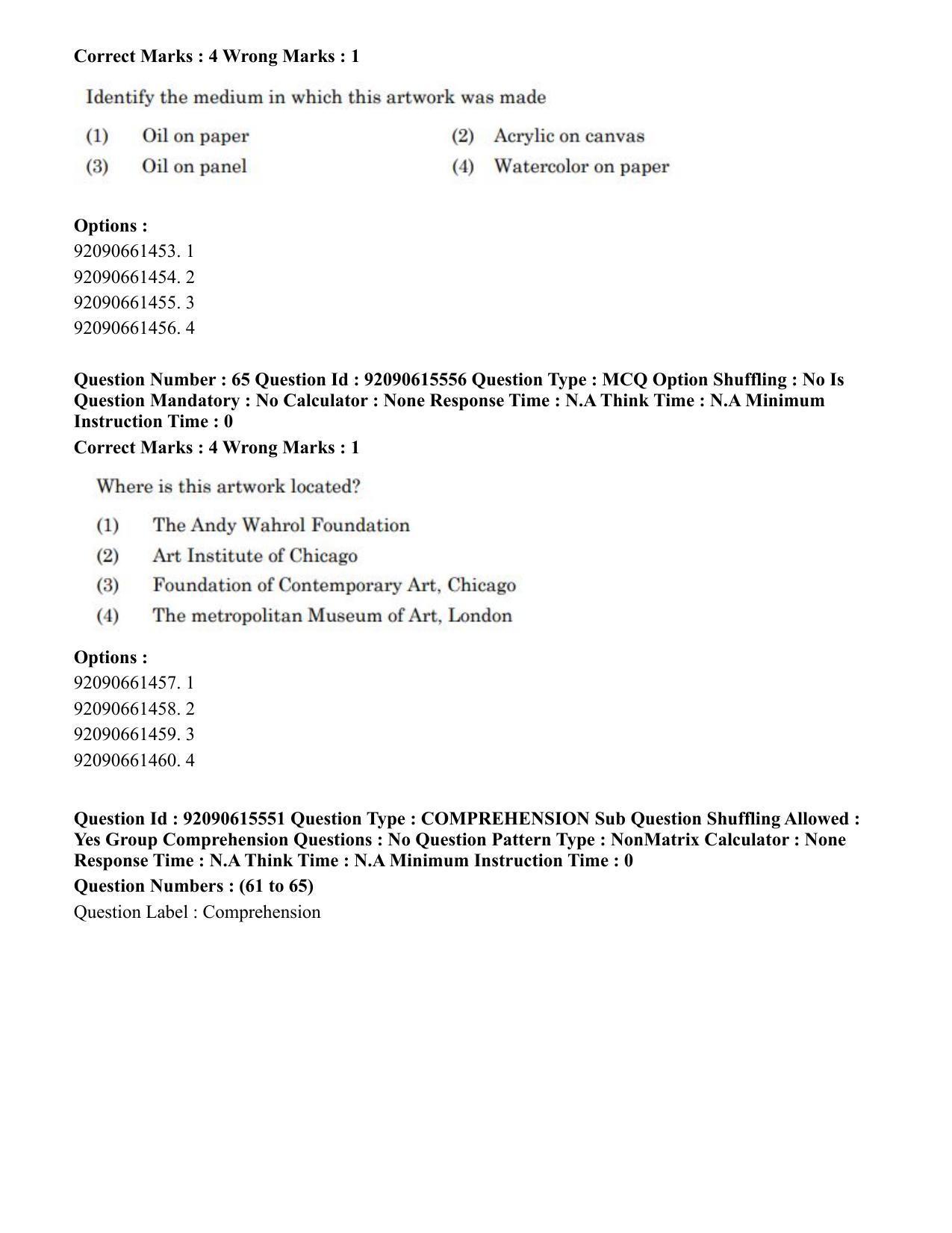 CUET PG 2023: HUQP07 – Fine Arts(HINDI) - Shift 3 (12-06-2023) Question Paper - Page 56