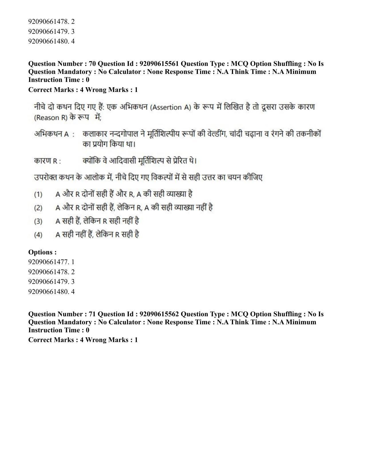 CUET PG 2023: HUQP07 – Fine Arts(HINDI) - Shift 3 (12-06-2023) Question Paper - Page 65