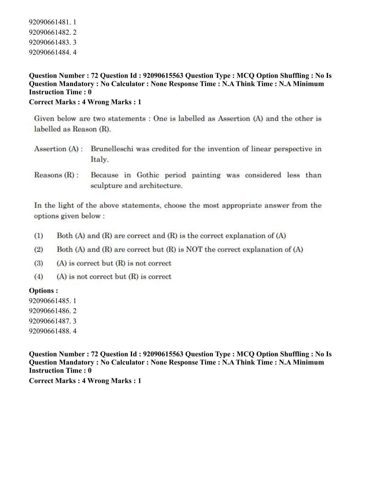CUET PG 2023: HUQP07 – Fine Arts(HINDI) - Shift 3 (12-06-2023) Question Paper - Page 67