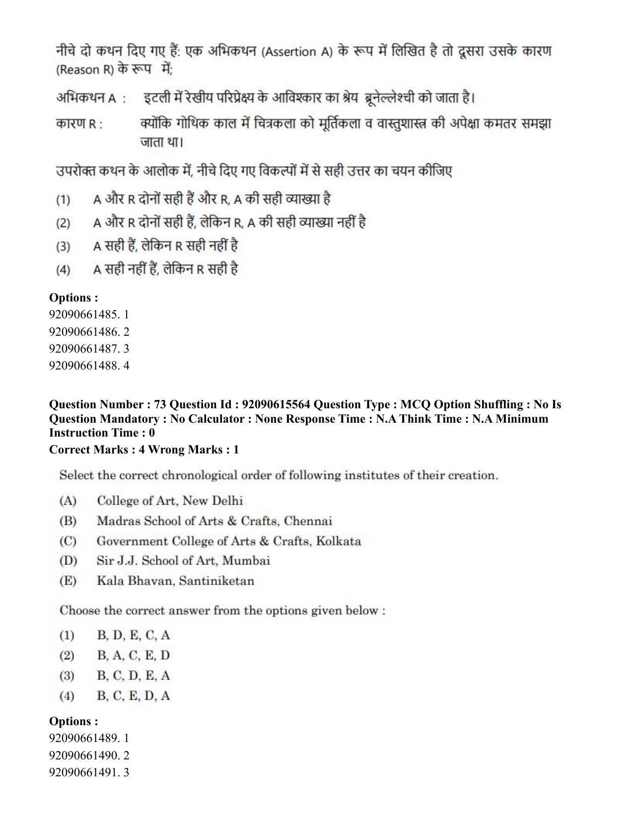 CUET PG 2023: HUQP07 – Fine Arts(HINDI) - Shift 3 (12-06-2023) Question Paper - Page 68