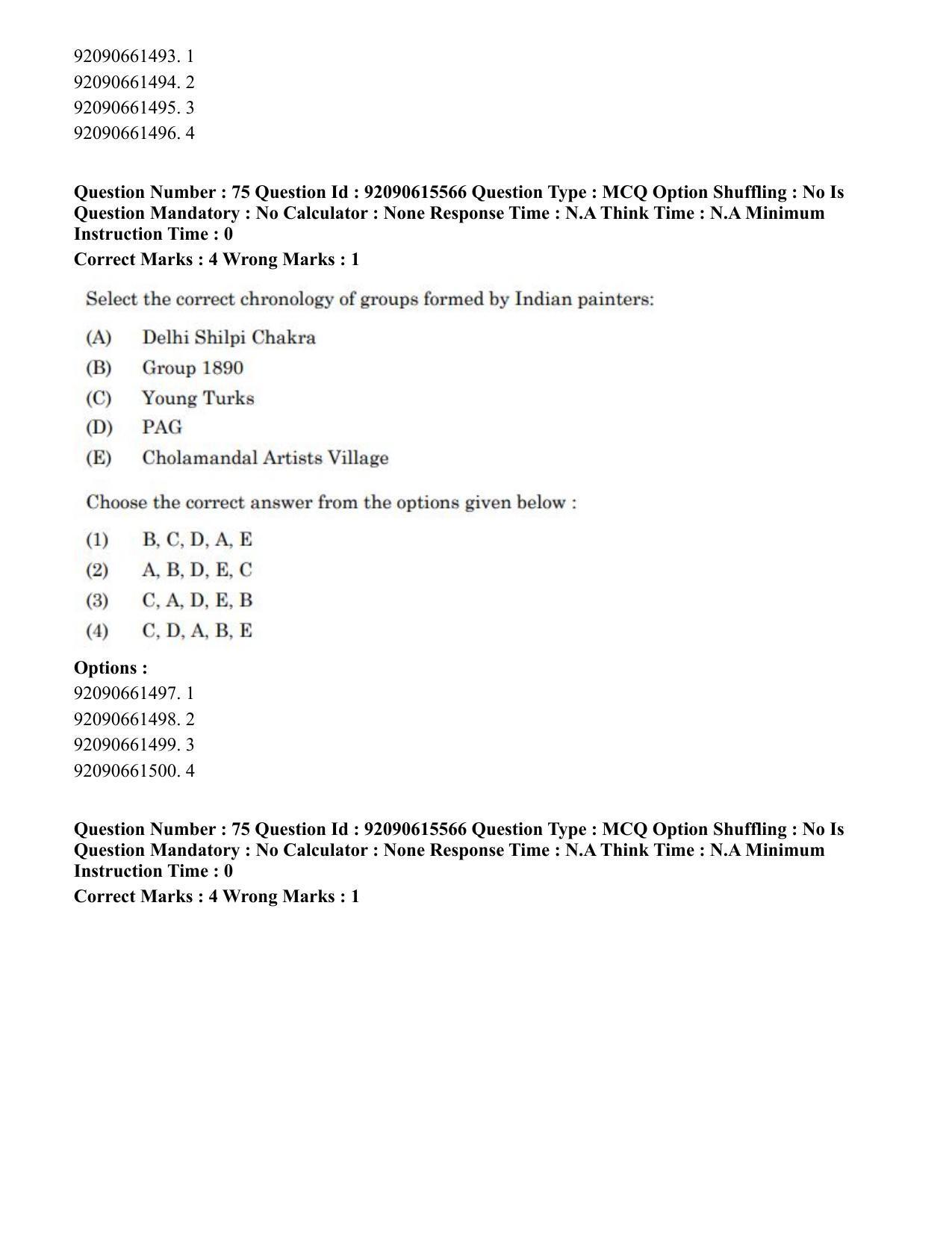 CUET PG 2023: HUQP07 – Fine Arts(HINDI) - Shift 3 (12-06-2023) Question Paper - Page 71