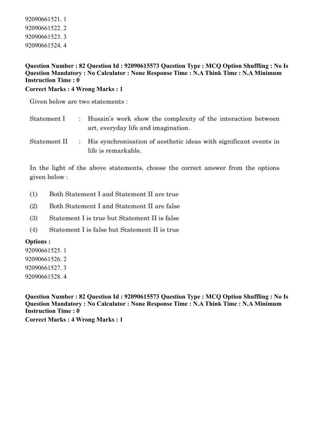 CUET PG 2023: HUQP07 – Fine Arts(HINDI) - Shift 3 (12-06-2023) Question Paper - Page 80