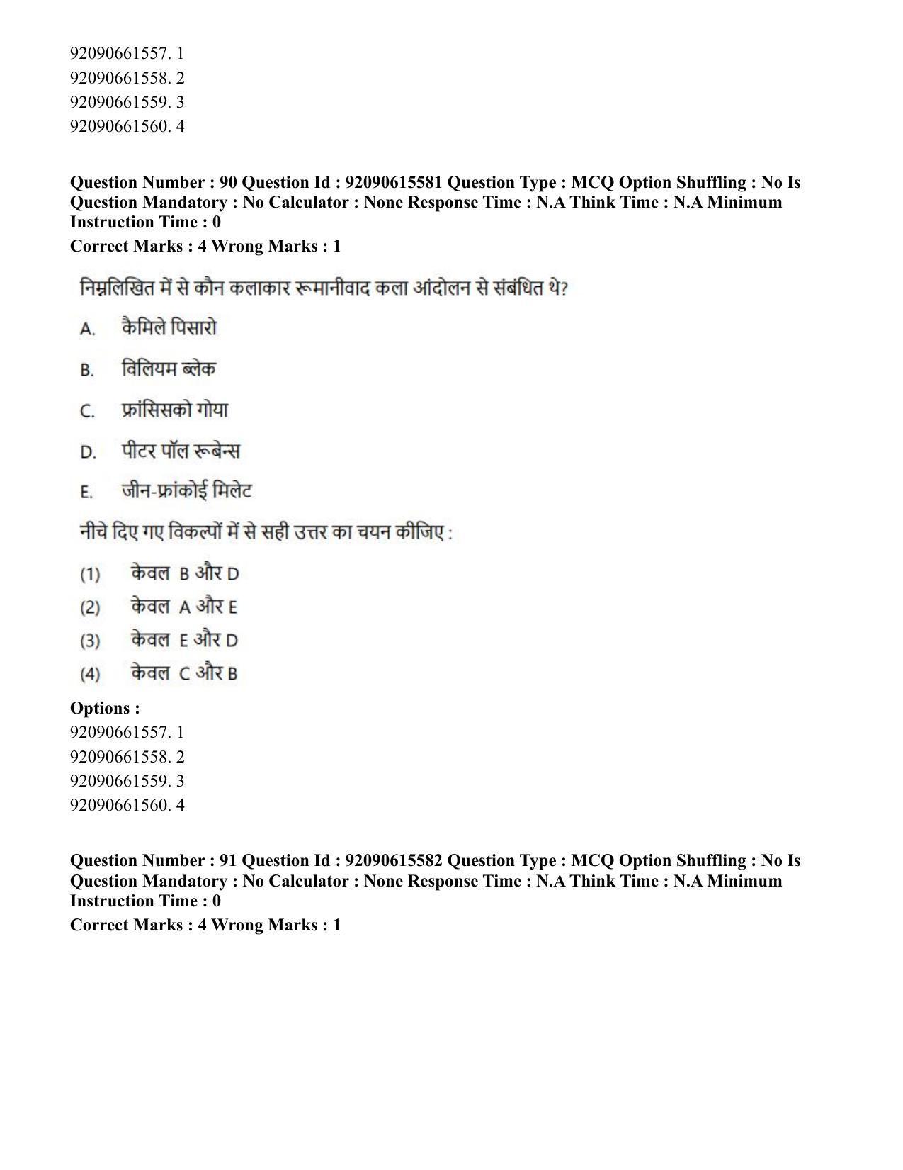CUET PG 2023: HUQP07 – Fine Arts(HINDI) - Shift 3 (12-06-2023) Question Paper - Page 91