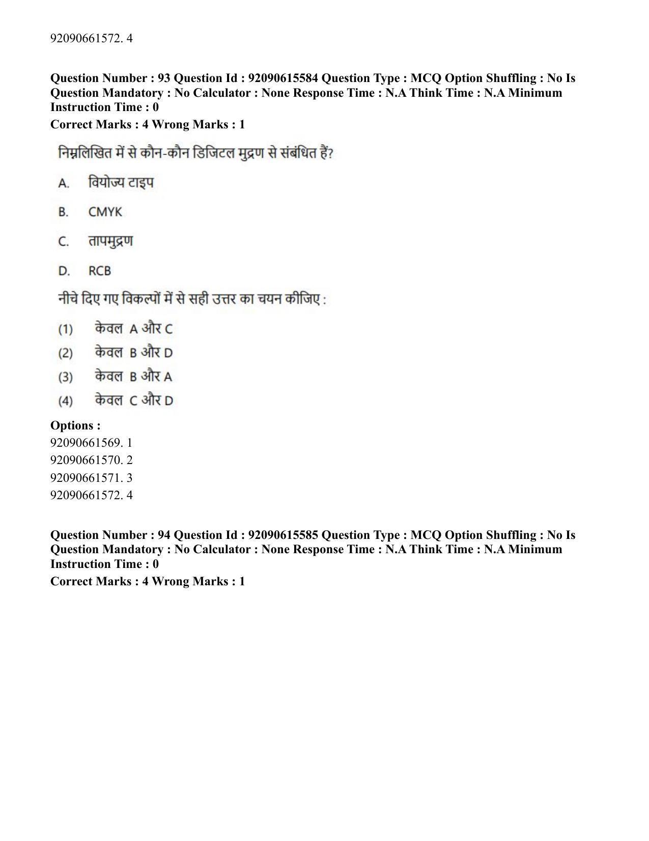 CUET PG 2023: HUQP07 – Fine Arts(HINDI) - Shift 3 (12-06-2023) Question Paper - Page 95