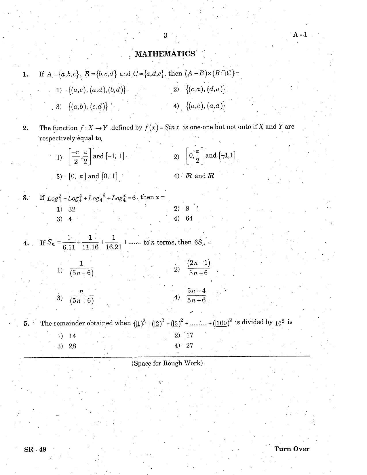 KCET Mathematics 2006 Question Papers - Page 3