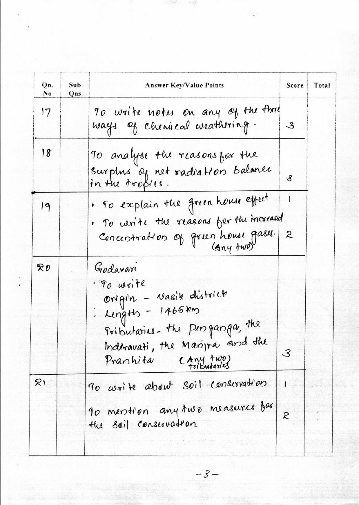 Kerala Plus One 2018 Geography Answer Key - Page 3