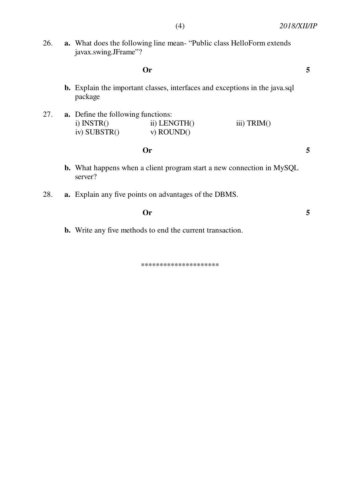 Nagaland Board Class 12 INFORMATICS PRACTICES 2018 Question Papers - Page 4