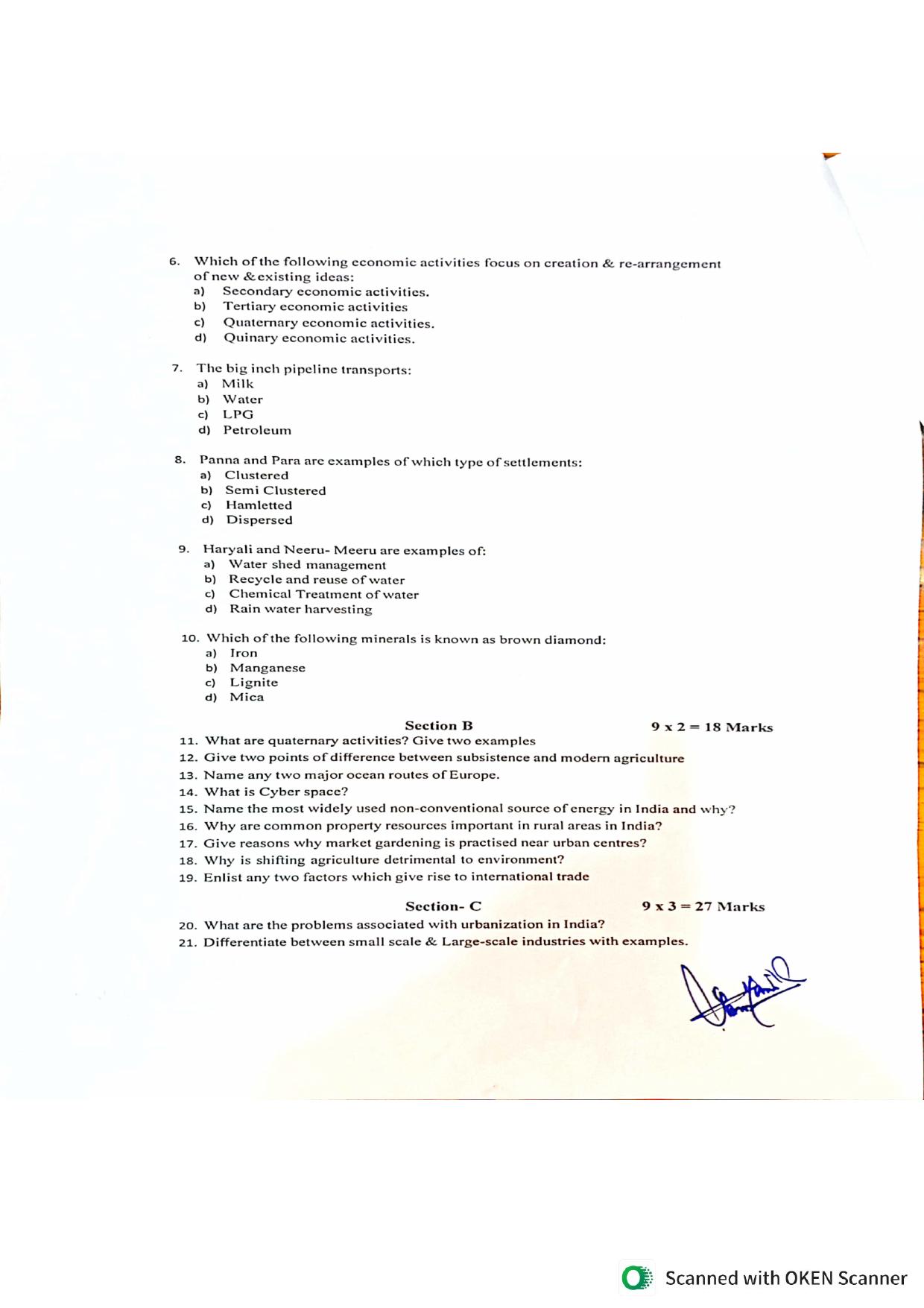 JKBOSE Class 12 Geography Model Question Paper - Page 2