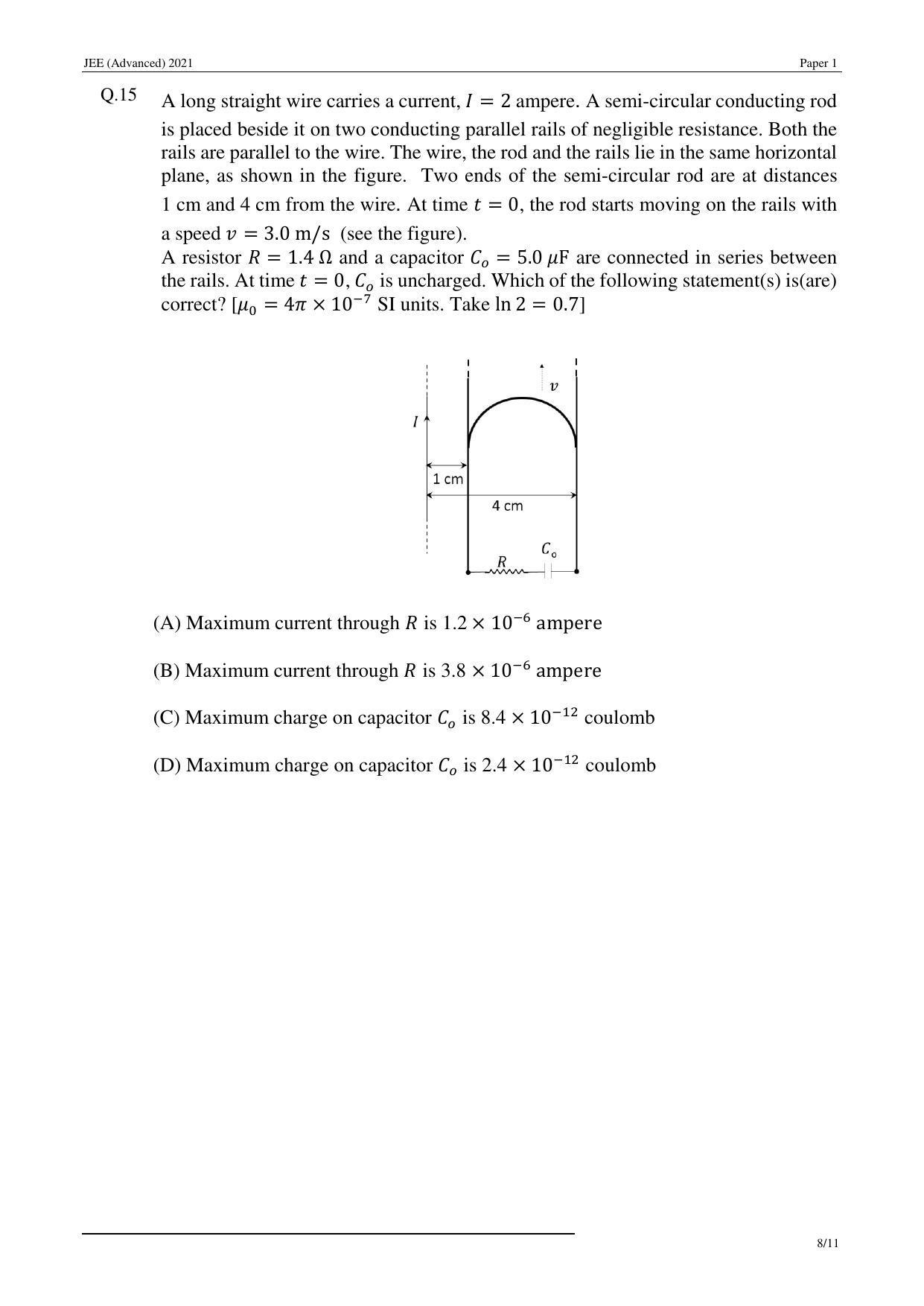 JEE (Advanced) 2021 Paper I - English Question Paper - Page 8