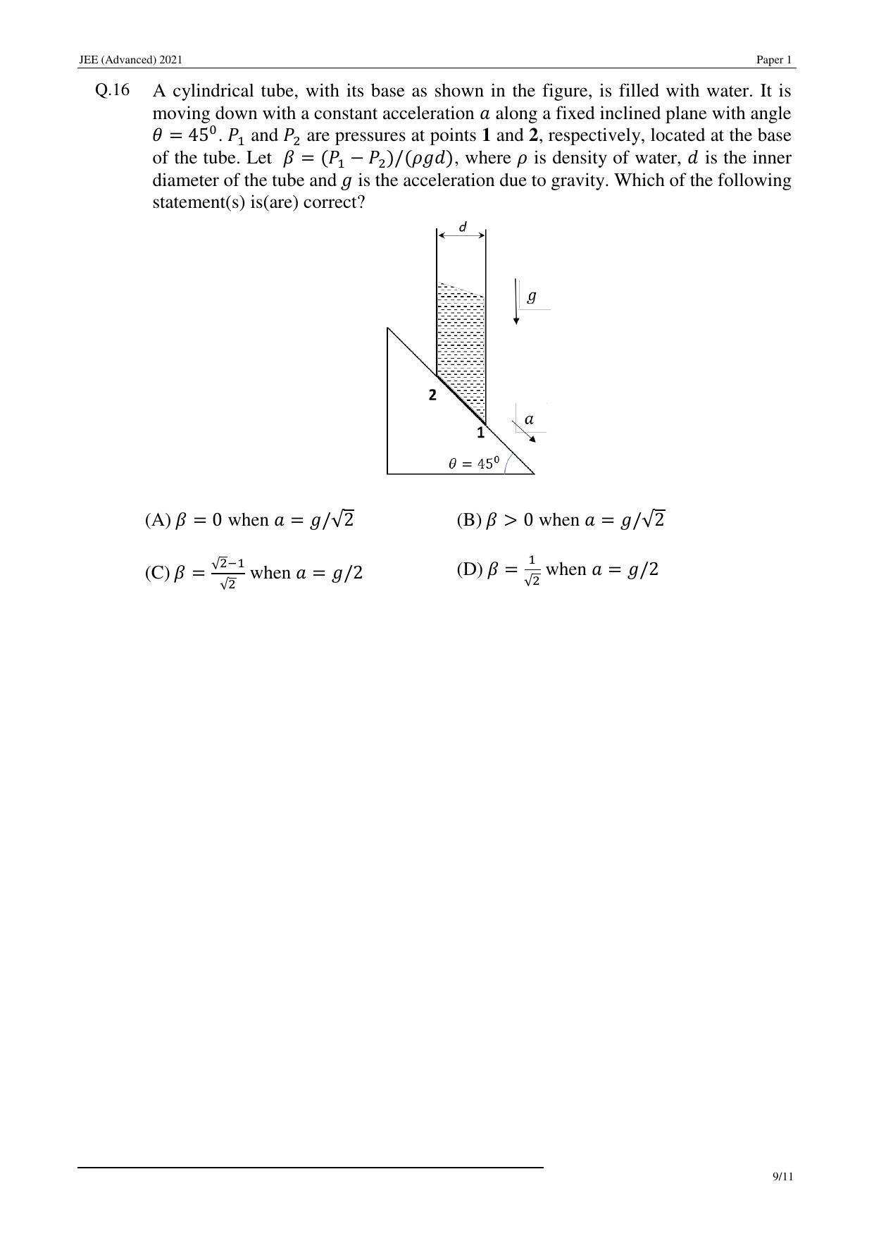 JEE (Advanced) 2021 Paper I - English Question Paper - Page 9