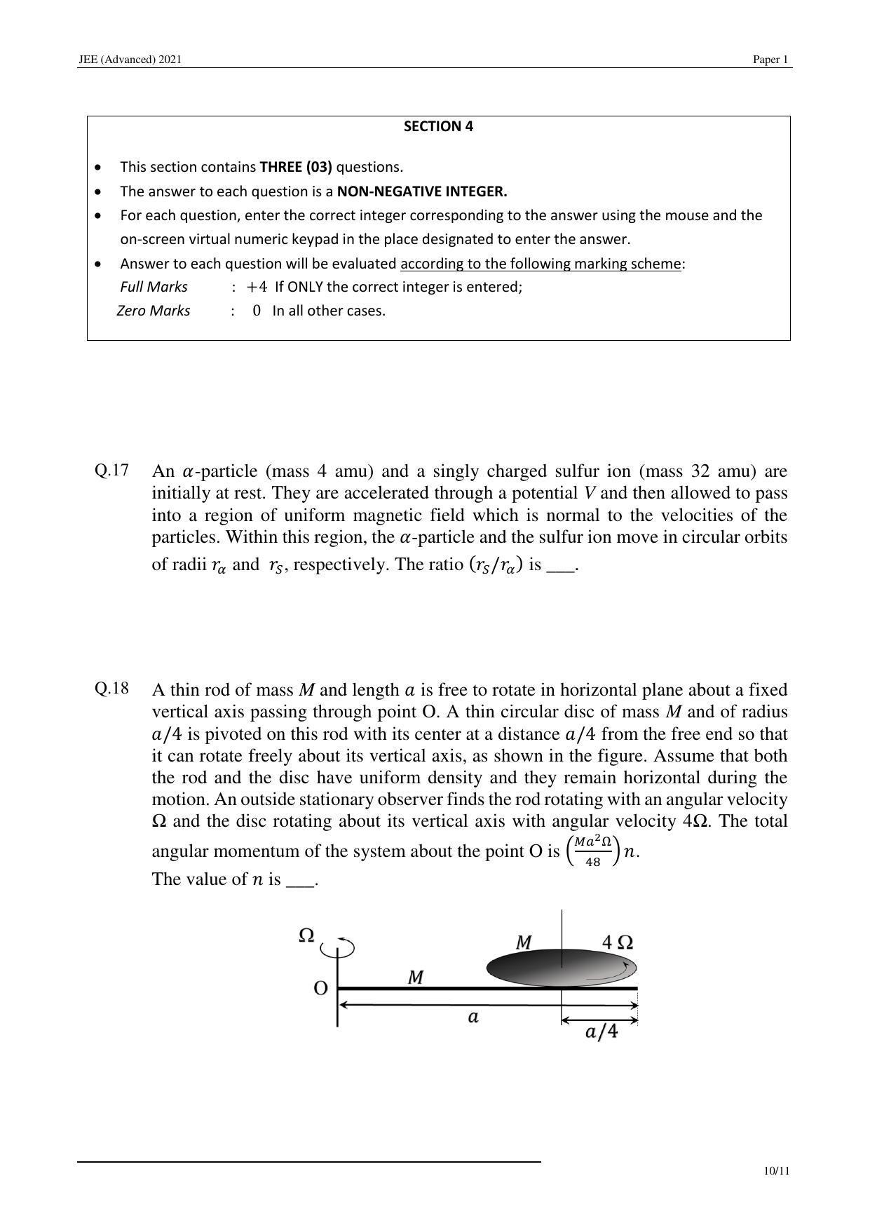JEE (Advanced) 2021 Paper I - English Question Paper - Page 10