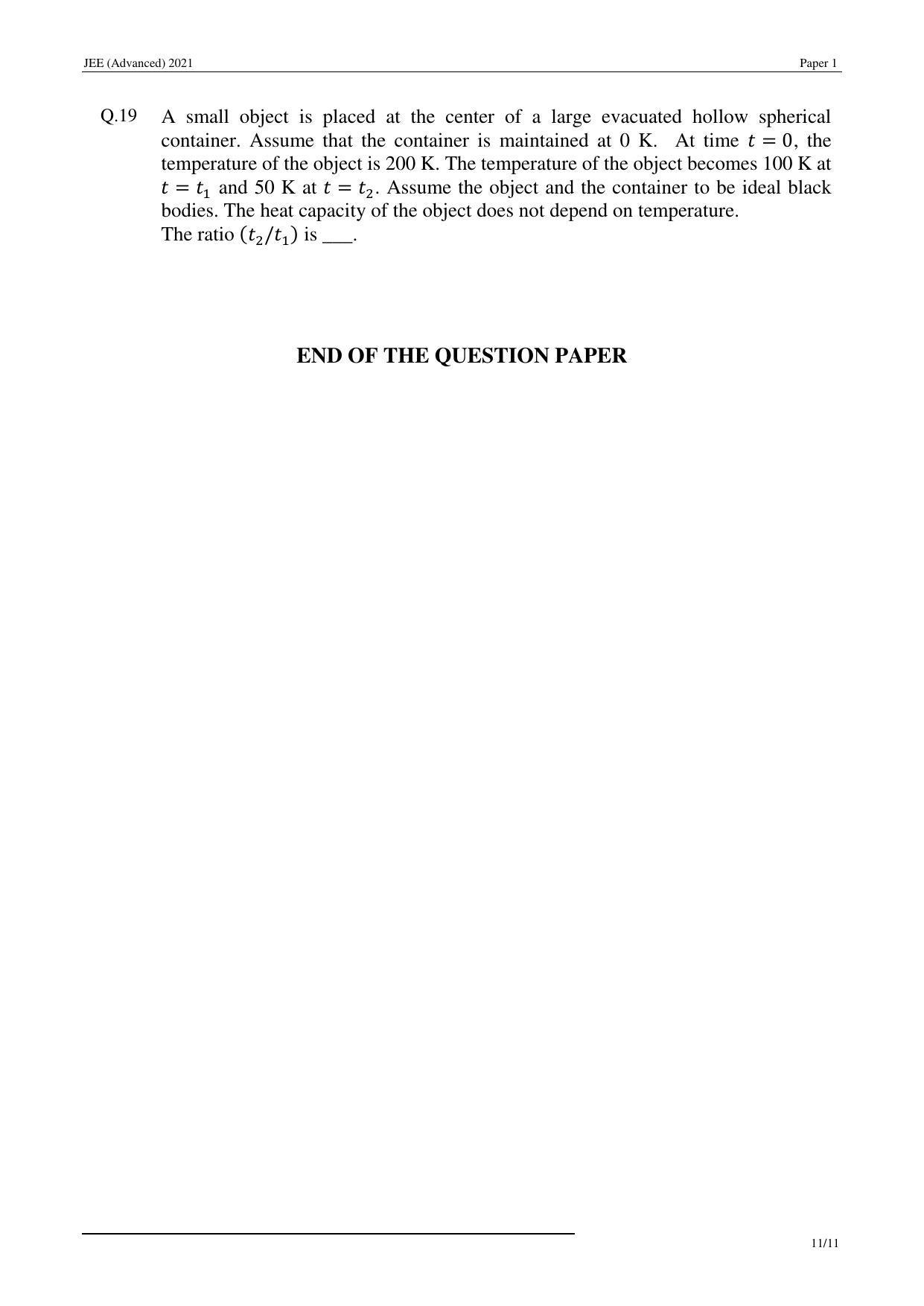 JEE (Advanced) 2021 Paper I - English Question Paper - Page 11