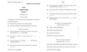 Meghalaya Board (MBOSE) Class 11 Agriculture (theory) 2022 Question Paper
