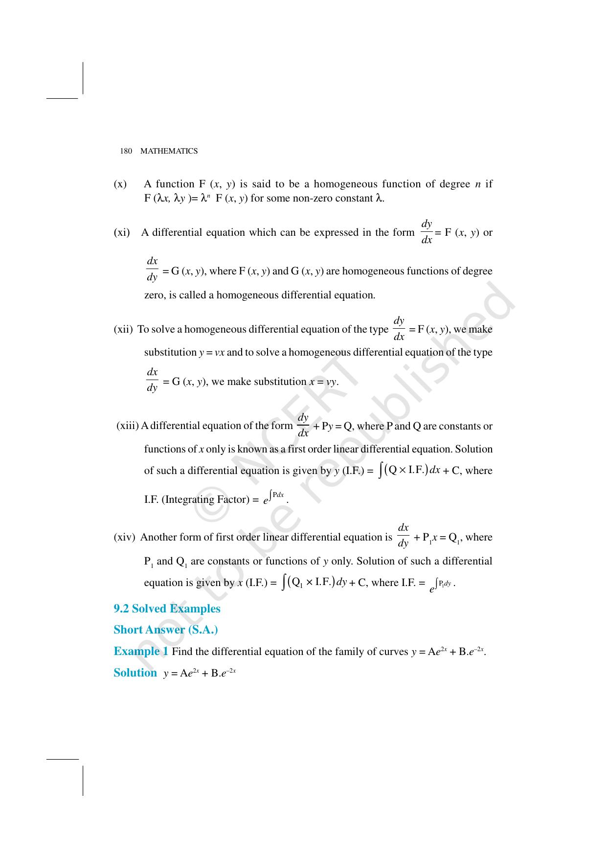 NCERT Exemplar Class 12: Mathematics Unit 9 (Differential Equations) - Page 2