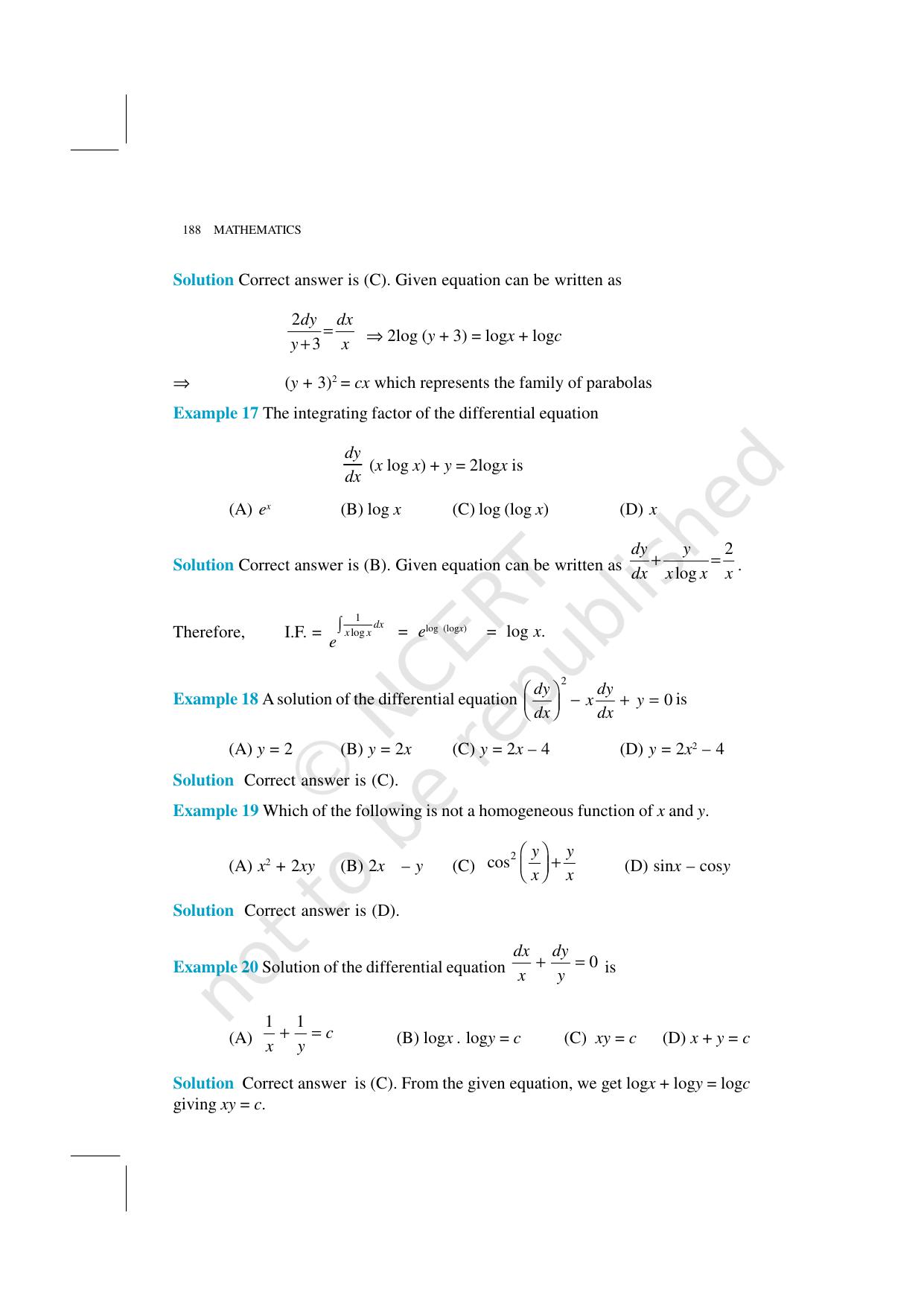 NCERT Exemplar Class 12: Mathematics Unit 9 (Differential Equations) - Page 10
