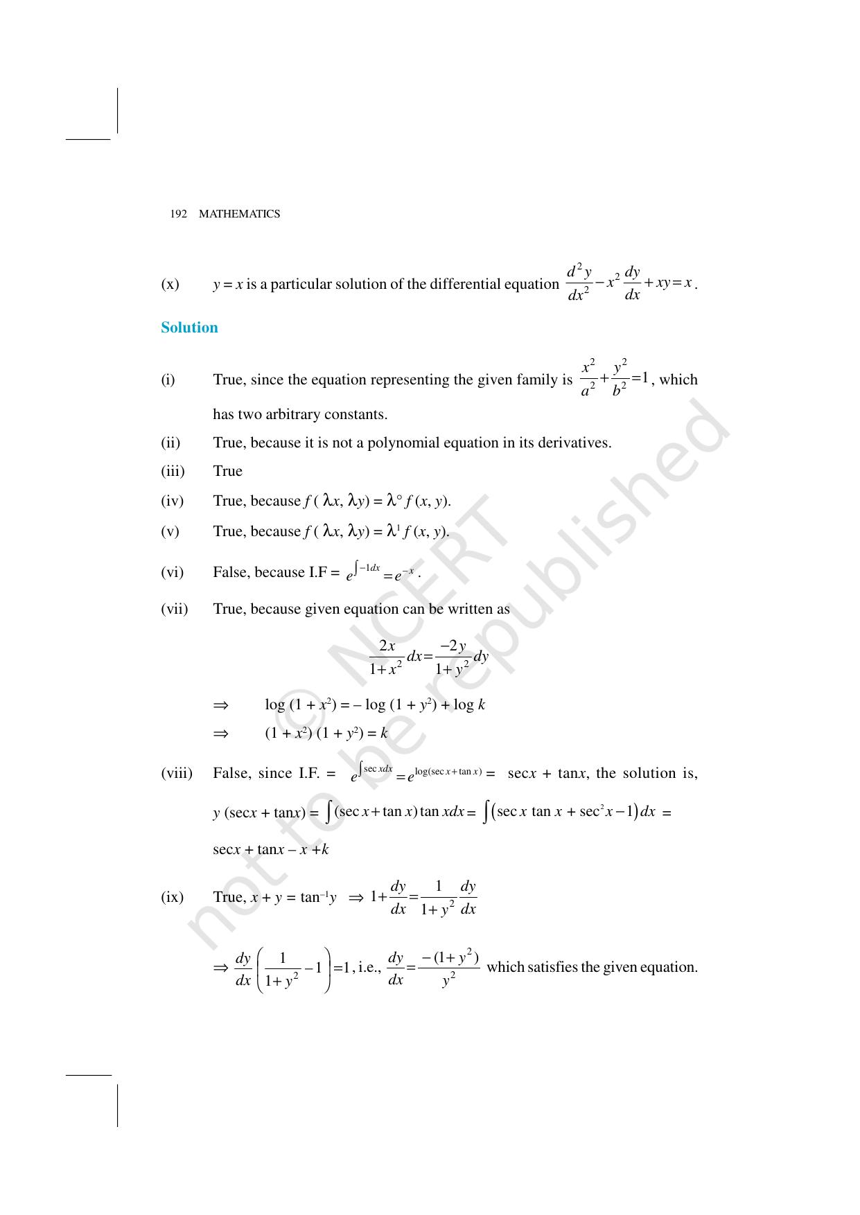 NCERT Exemplar Class 12: Mathematics Unit 9 (Differential Equations) - Page 14