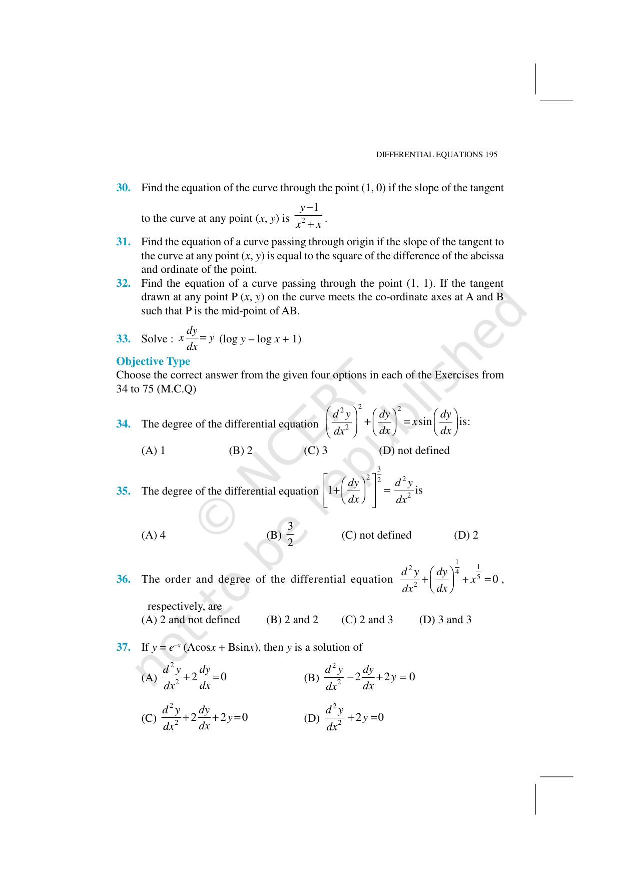 NCERT Exemplar Class 12: Mathematics Unit 9 (Differential Equations) - Page 17