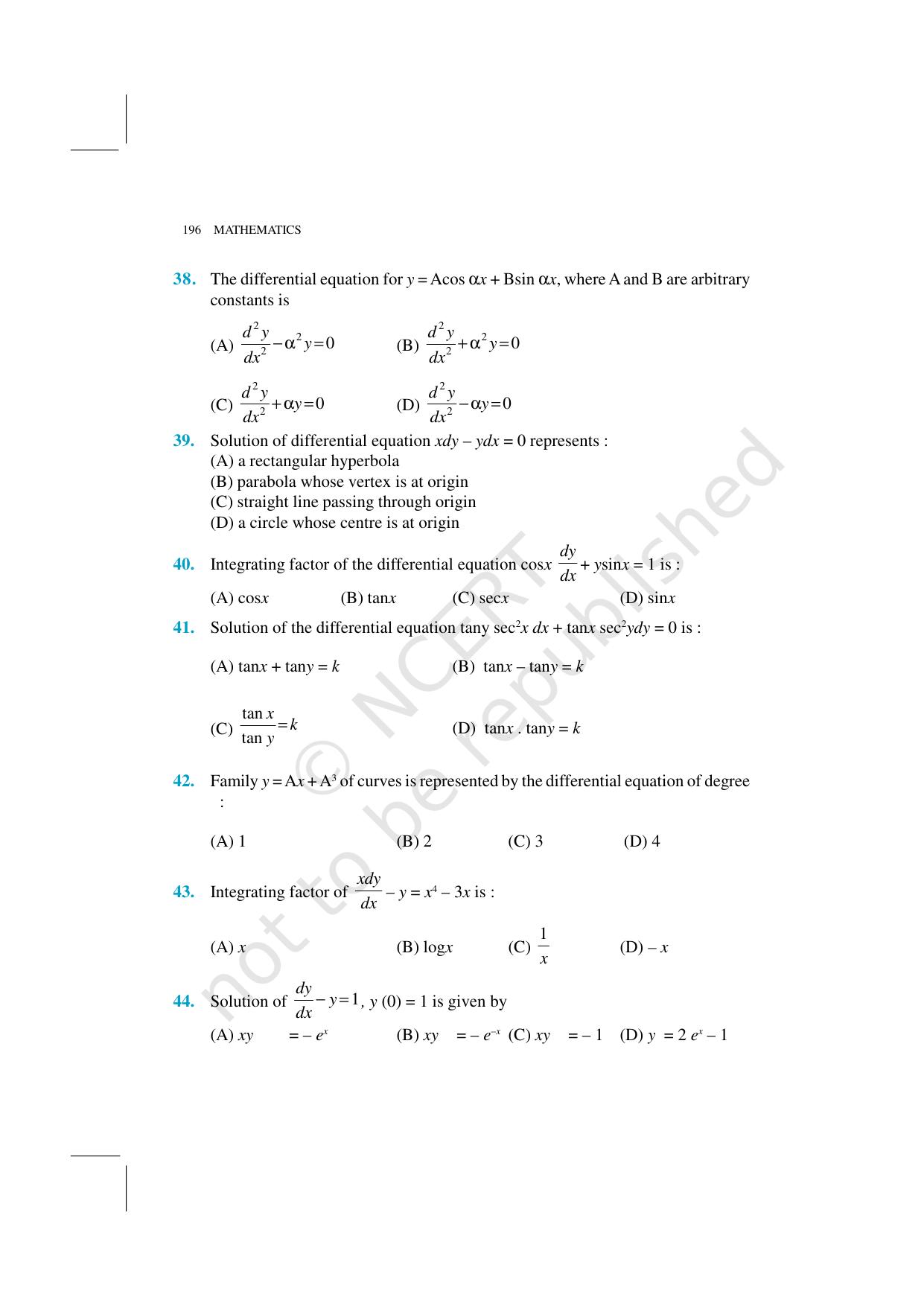 NCERT Exemplar Class 12: Mathematics Unit 9 (Differential Equations) - Page 18