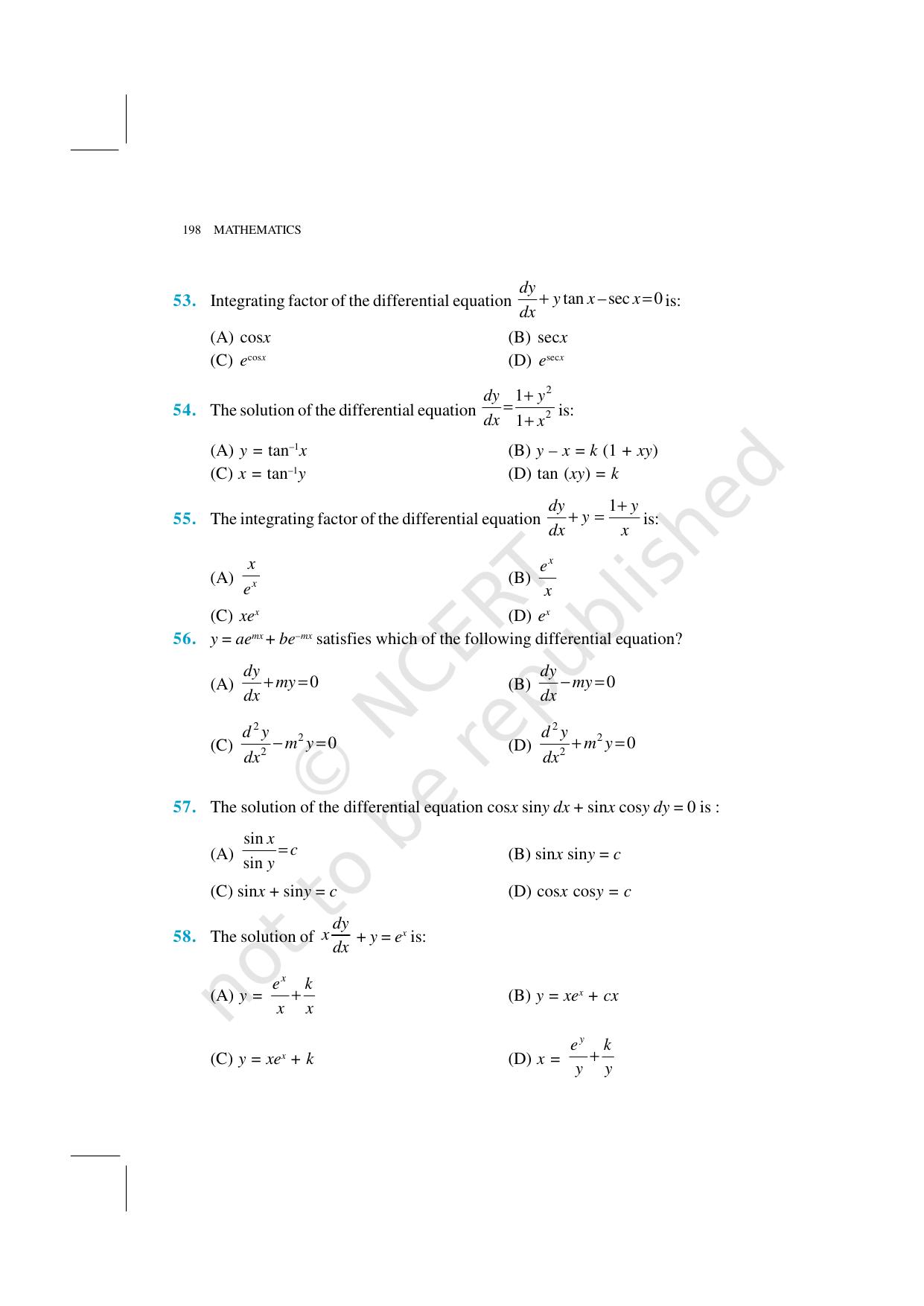 NCERT Exemplar Class 12: Mathematics Unit 9 (Differential Equations) - Page 20