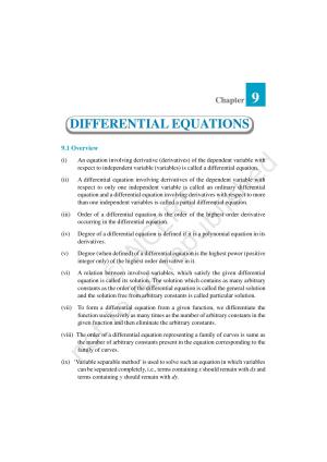 NCERT Exemplar Class 12: Mathematics Unit 9 (Differential Equations)