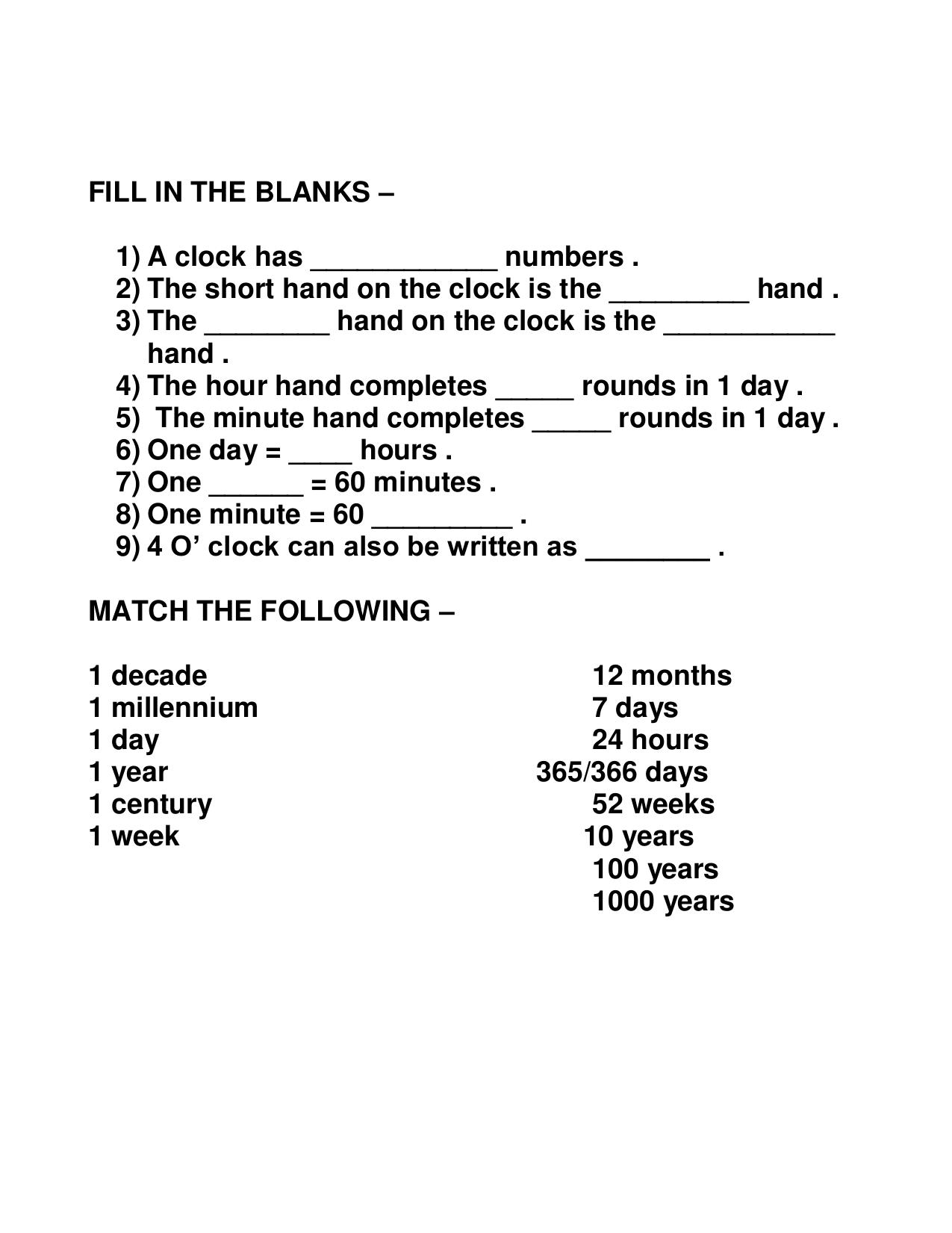 Worksheet for Class 3 Mathematics Practice Test Assignment 18 - Page 4