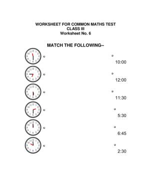 Worksheet for Class 3 Mathematics Practice Test Assignment 18