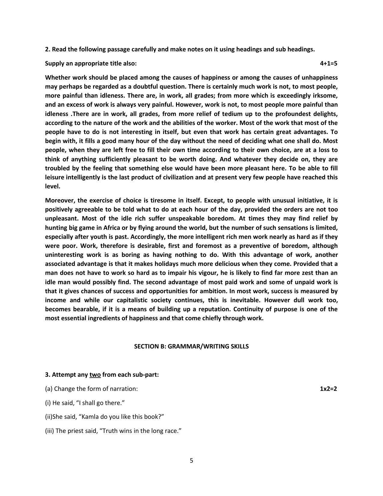 Haryana Board Class 12 English Code B Sample Papers - Page 5