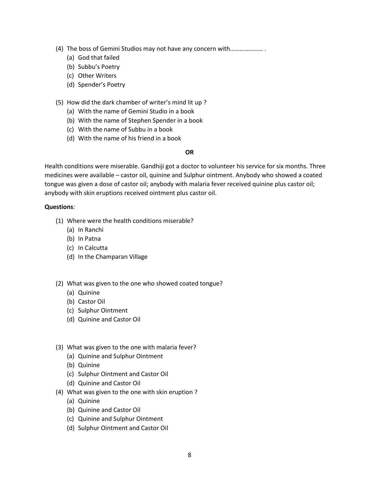 Haryana Board Class 12 English Code B Sample Papers - Page 8