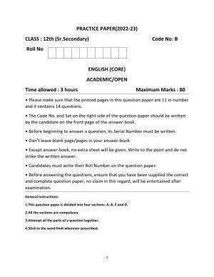 Haryana Board Class 12 English Code B Sample Papers