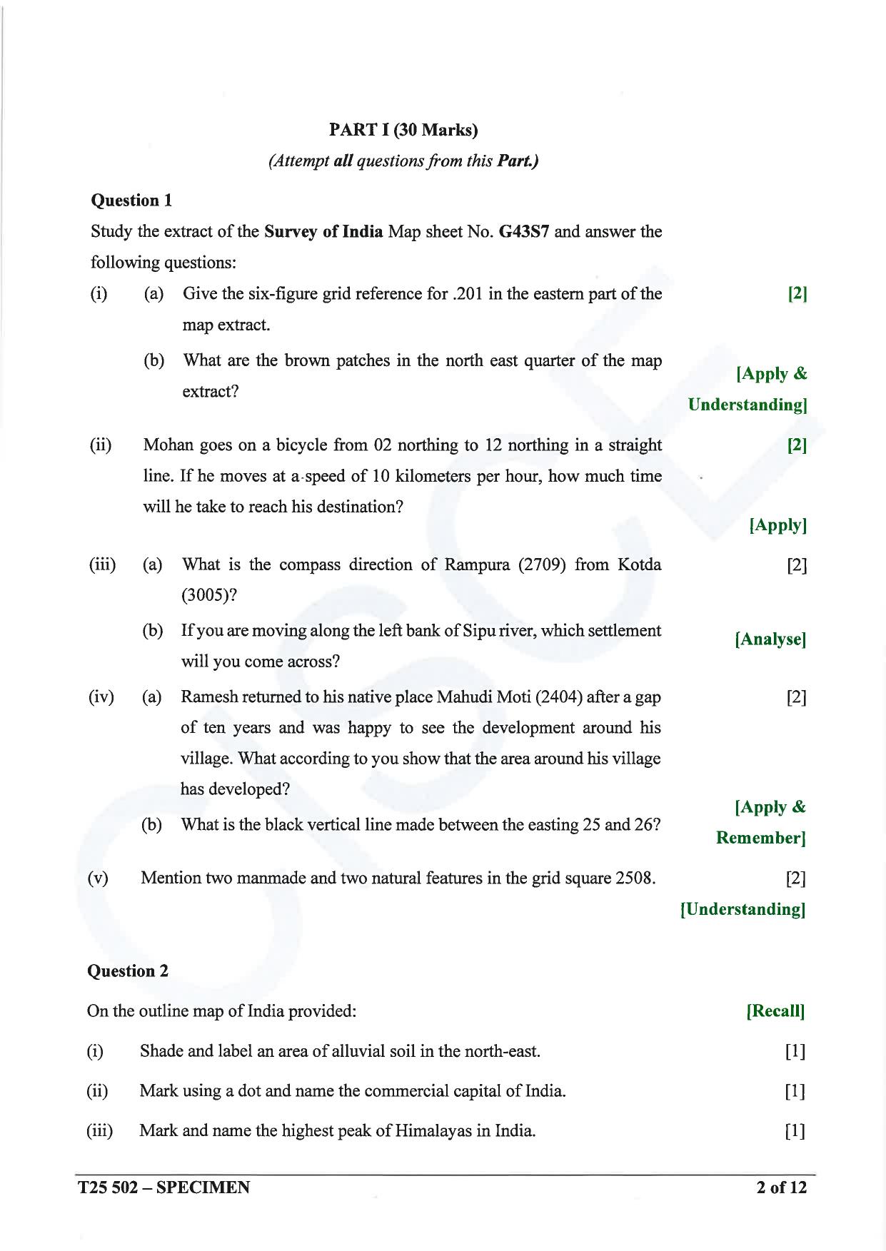 ICSE Class 10 2025 Geography (QP & MS) Specimen Paper - Page 2