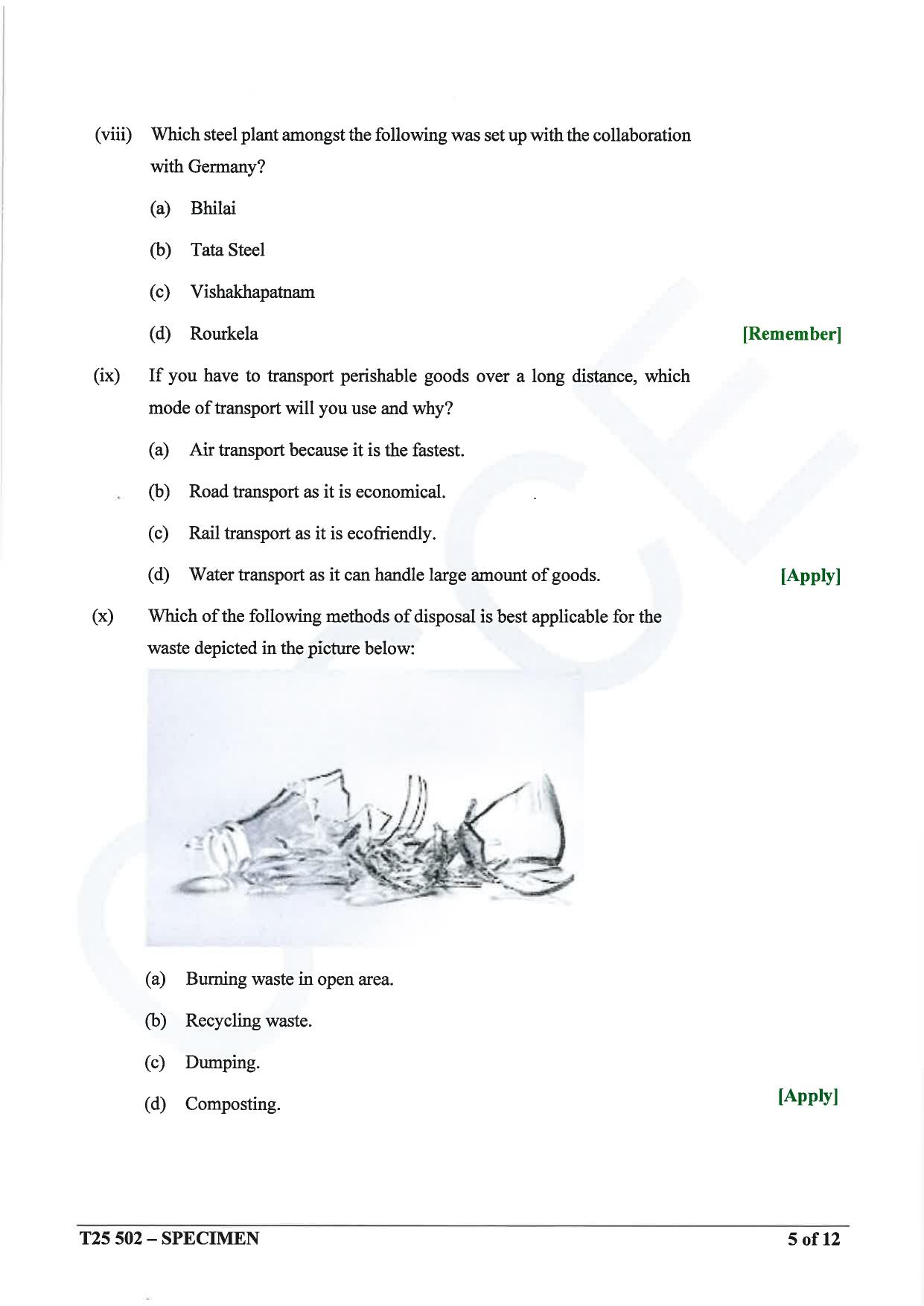ICSE Class 10 2025 Geography (QP & MS) Specimen Paper - Page 5