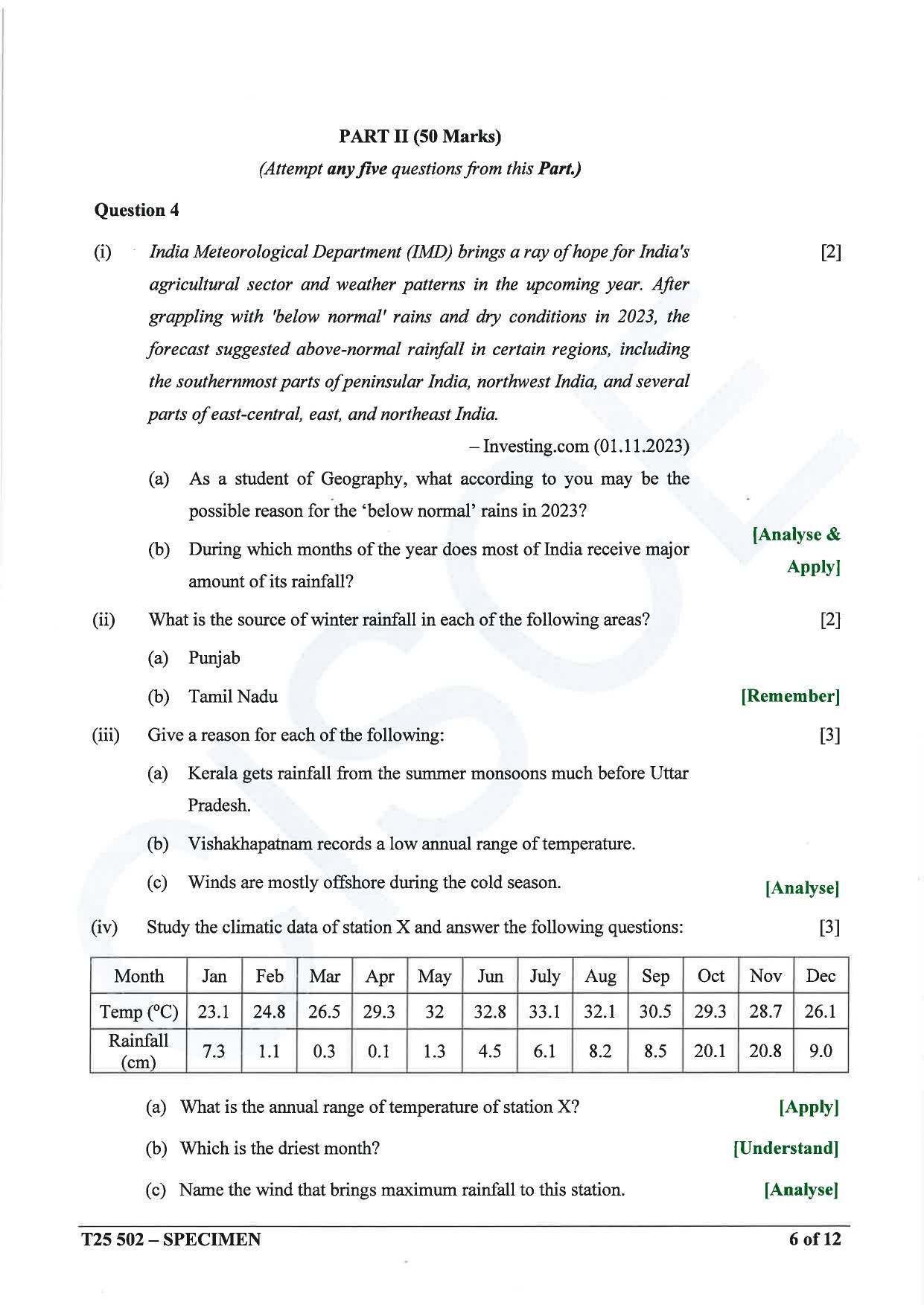 ICSE Class 10 2025 Geography (QP & MS) Specimen Paper - Page 6