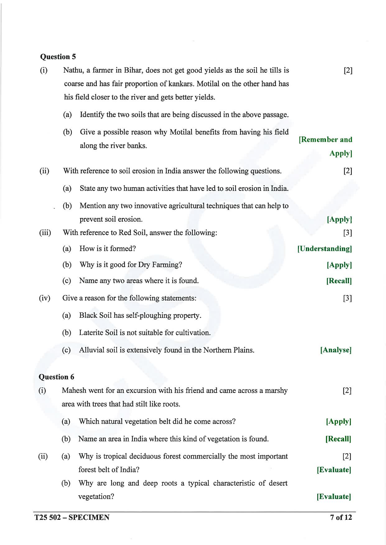 ICSE Class 10 2025 Geography (QP & MS) Specimen Paper - Page 7