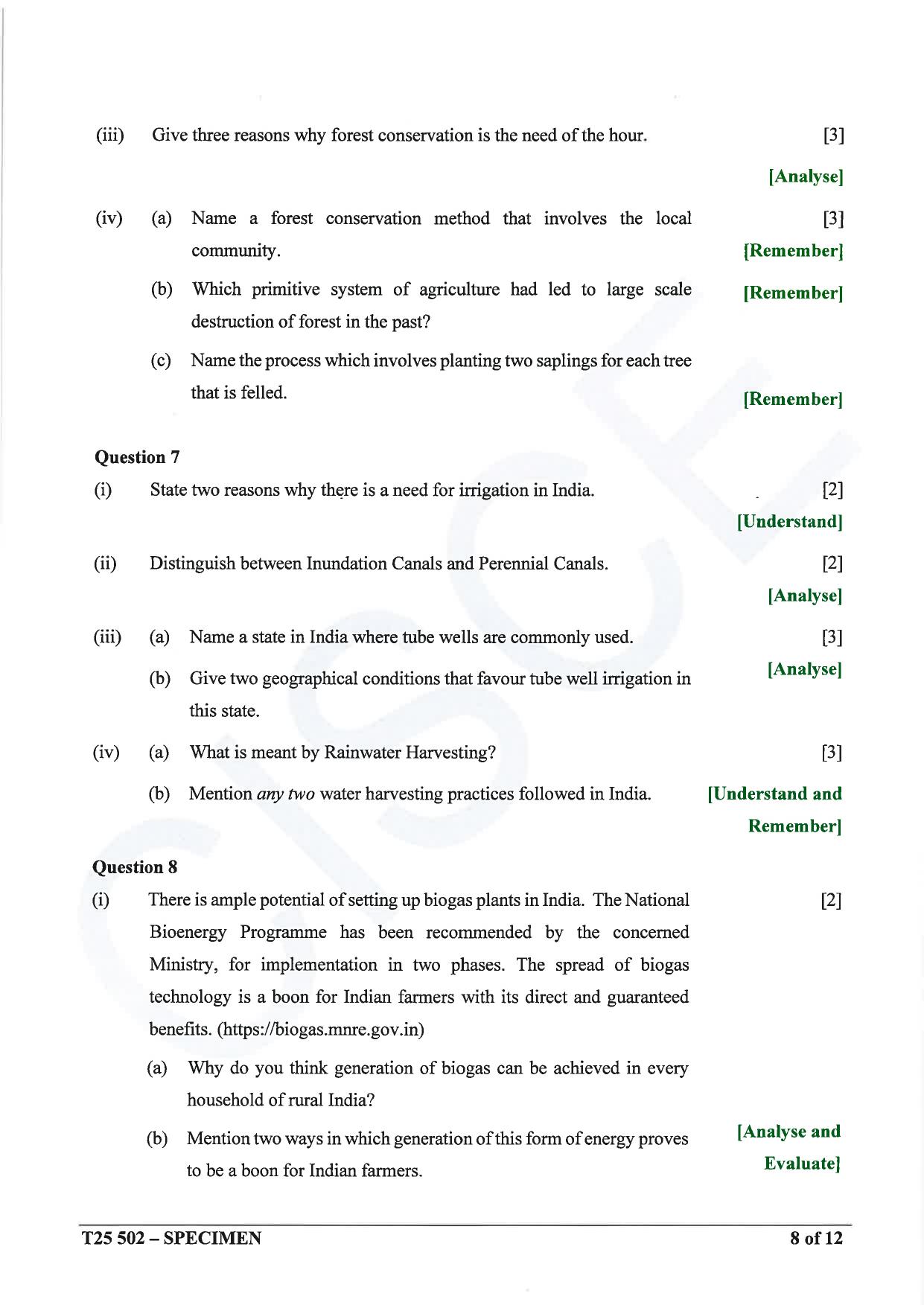ICSE Class 10 2025 Geography (QP & MS) Specimen Paper - Page 8