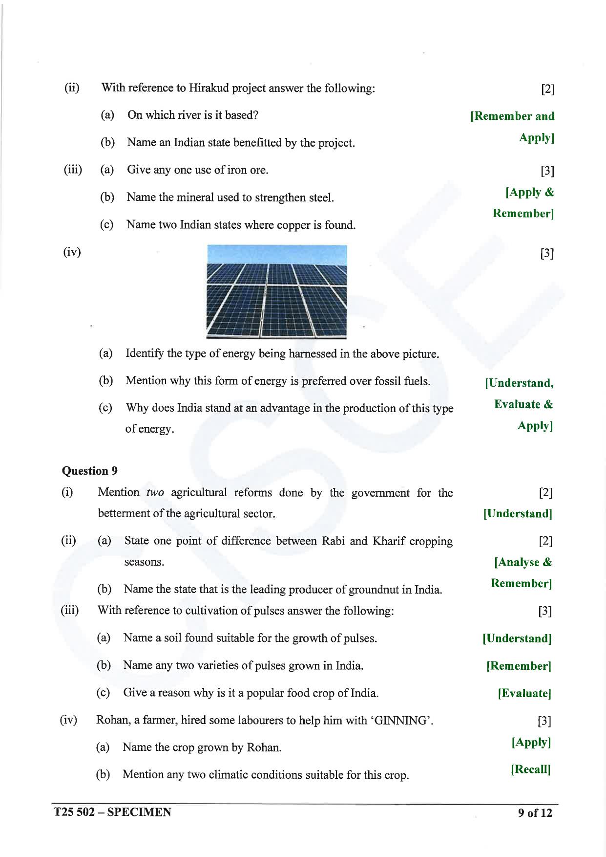 ICSE Class 10 2025 Geography (QP & MS) Specimen Paper - Page 9