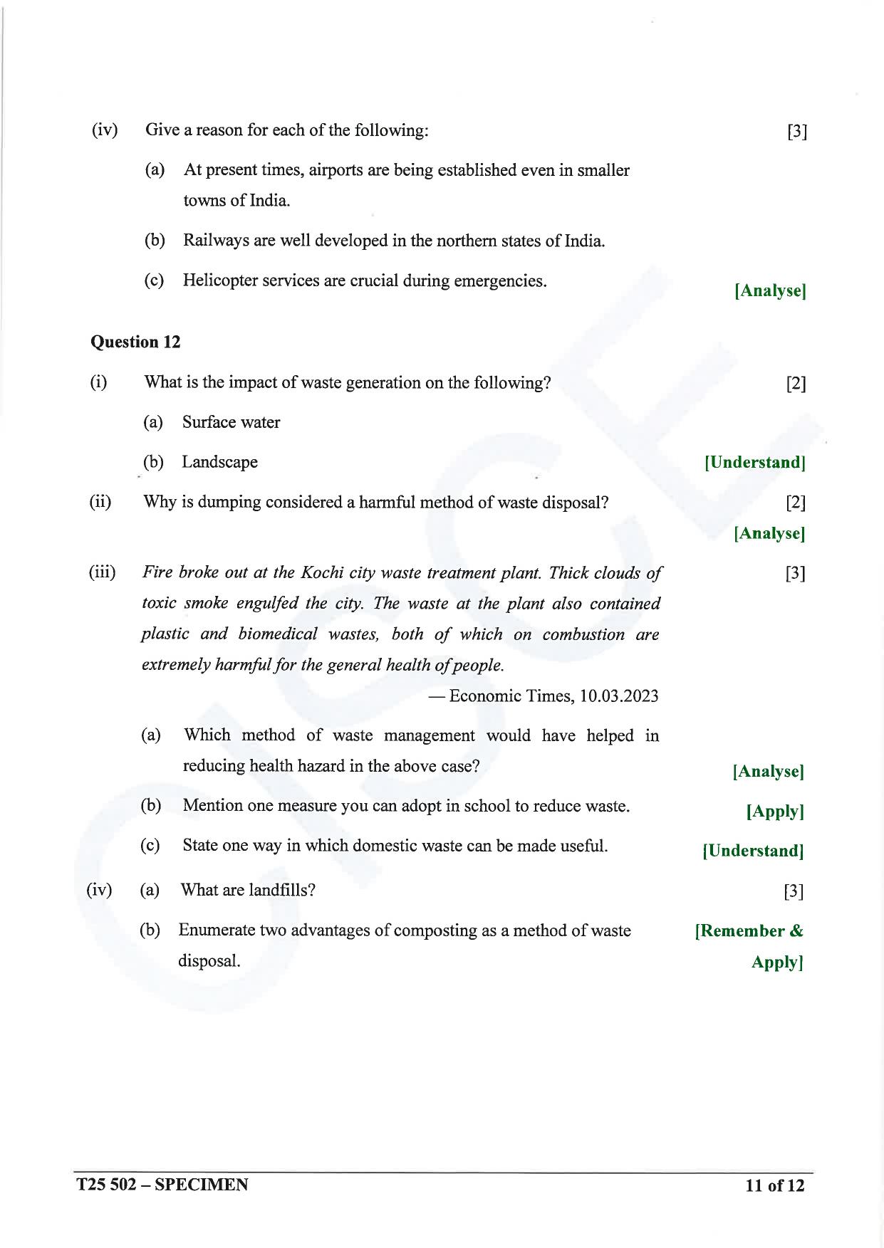 ICSE Class 10 2025 Geography (QP & MS) Specimen Paper - Page 11
