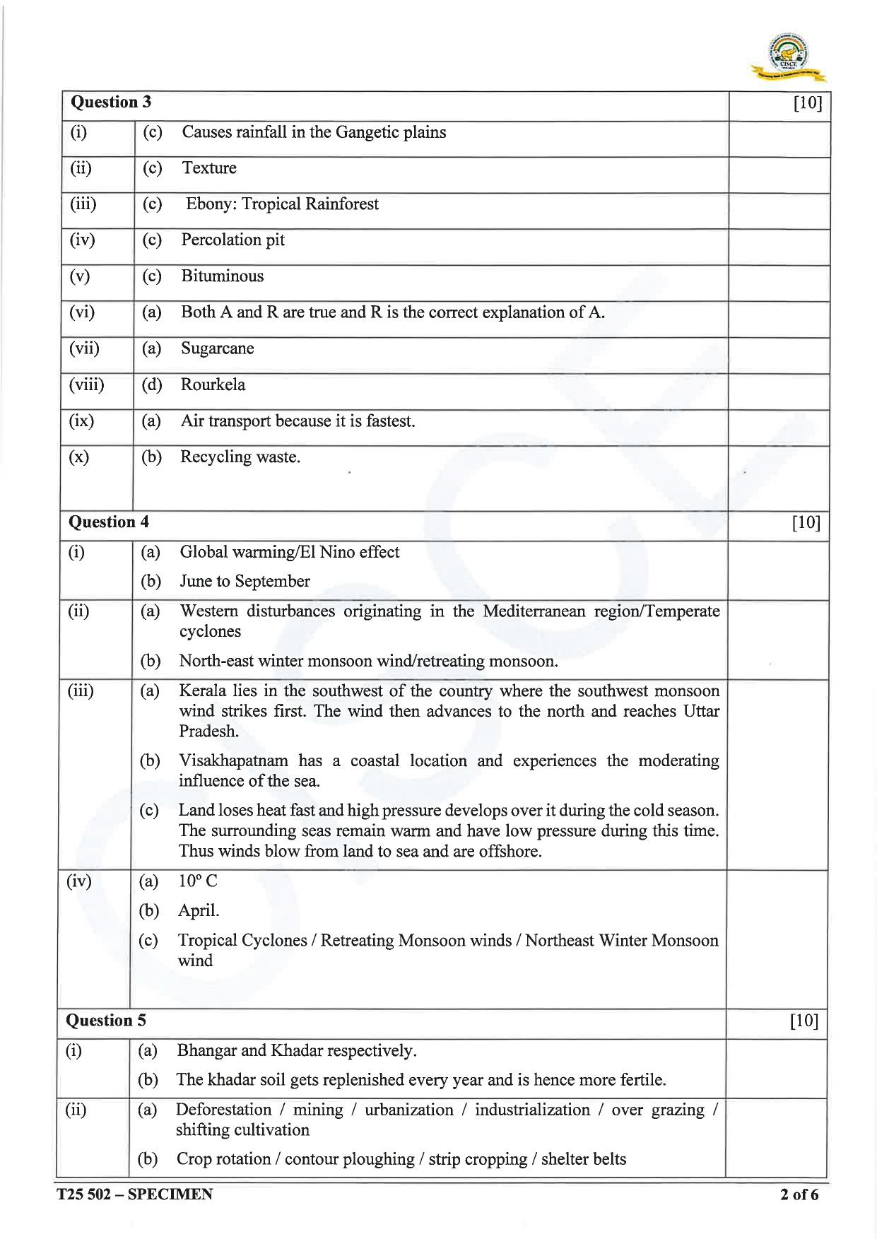 ICSE Class 10 2025 Geography (QP & MS) Specimen Paper - Page 15