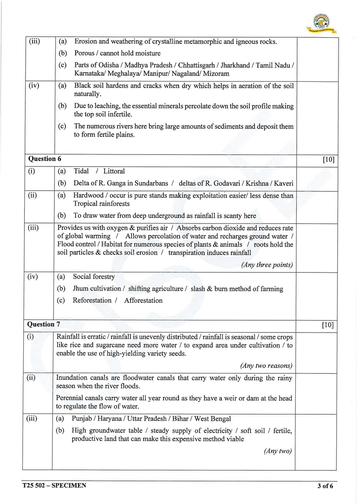 ICSE Class 10 2025 Geography (QP & MS) Specimen Paper - Page 16
