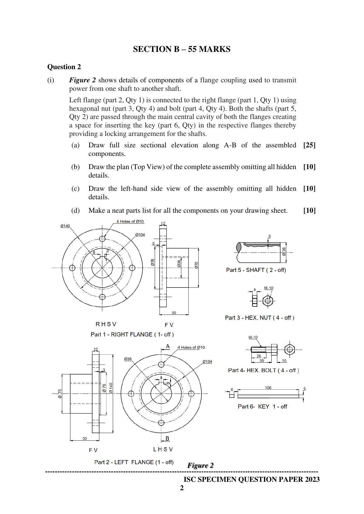 ISC Class 12 Geometrical & Mechanical Drawing Sample Paper 2023 - Page 2