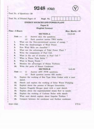 AP Inter 2nd Year Vocational Question Paper March - 2020 - Energy Sources and Power Plant - II (old)