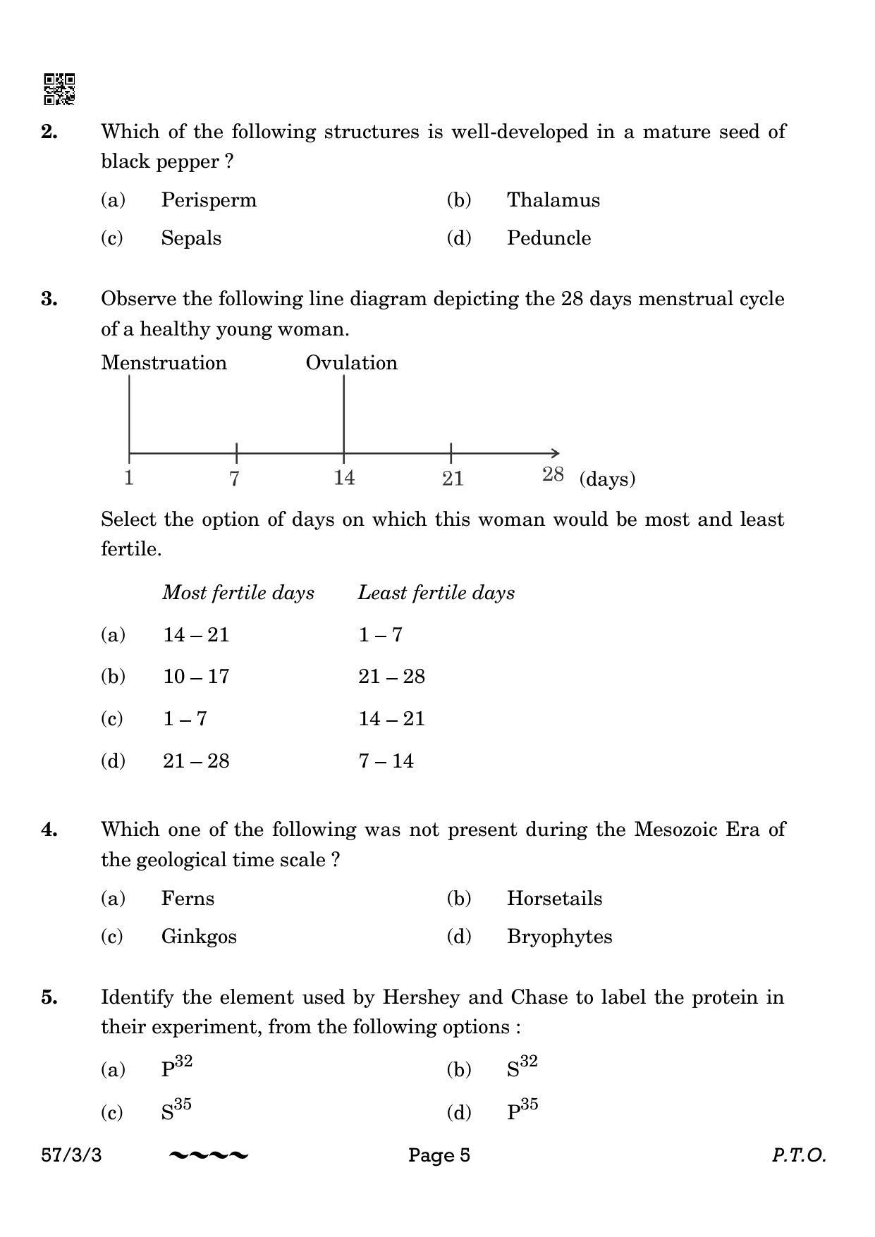 CBSE Class 12 57-3-3 Biology 2023 Question Paper - Page 5