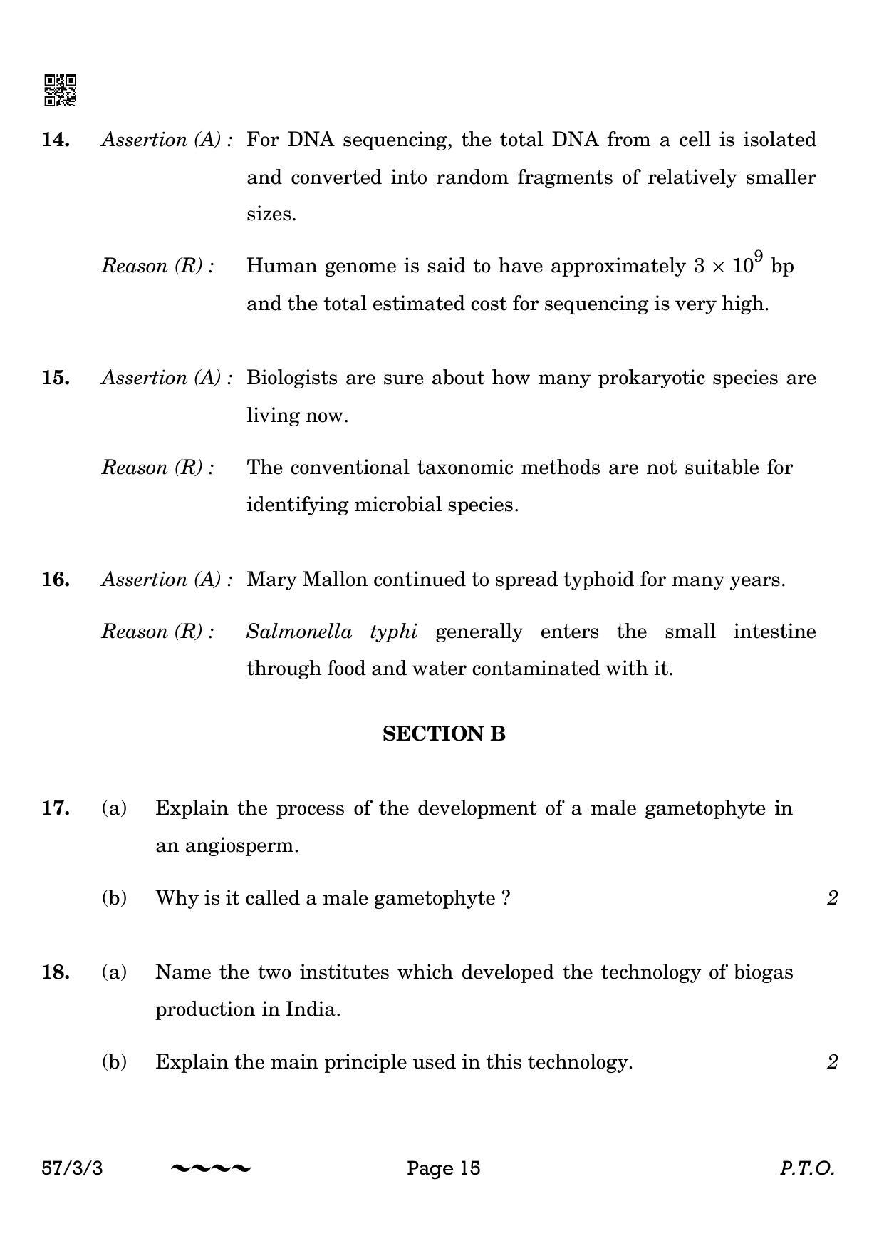 CBSE Class 12 57-3-3 Biology 2023 Question Paper - Page 15