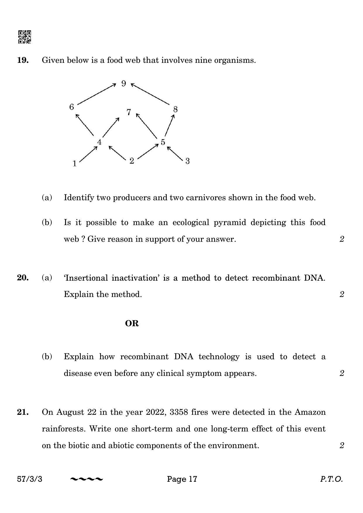 CBSE Class 12 57-3-3 Biology 2023 Question Paper - Page 17