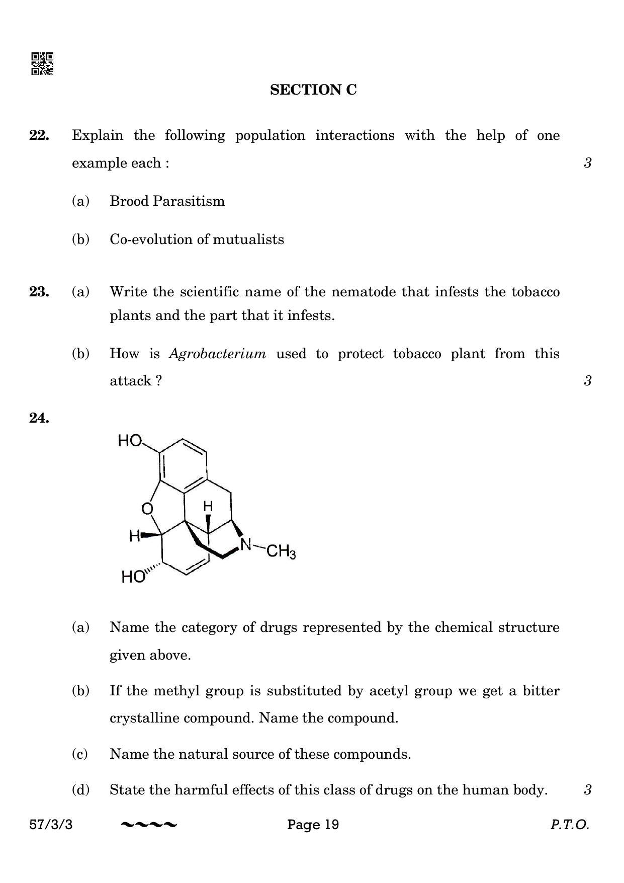 CBSE Class 12 57-3-3 Biology 2023 Question Paper - Page 19