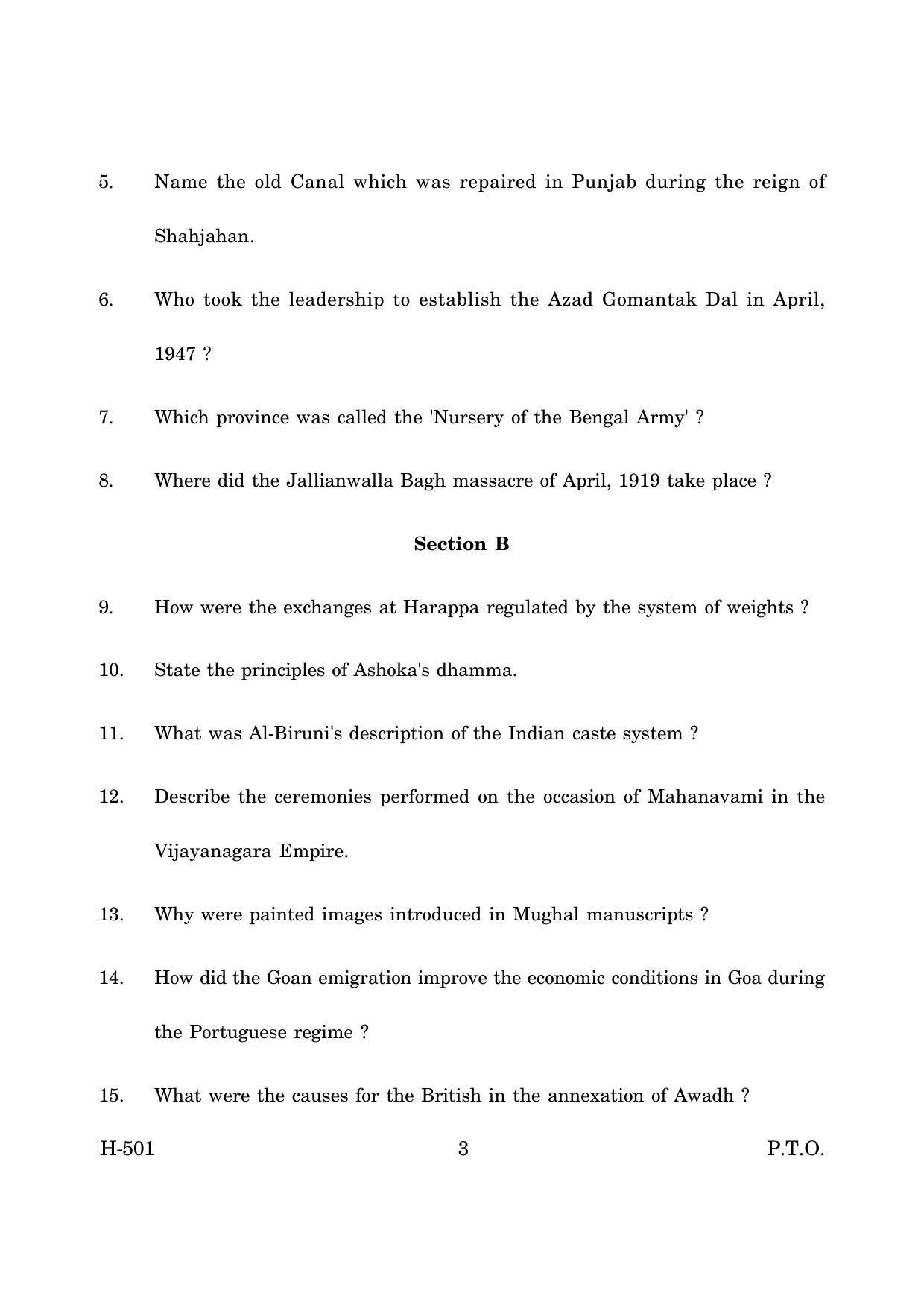 Goa Board Class 12 History (June 2019) Question Paper - Page 3