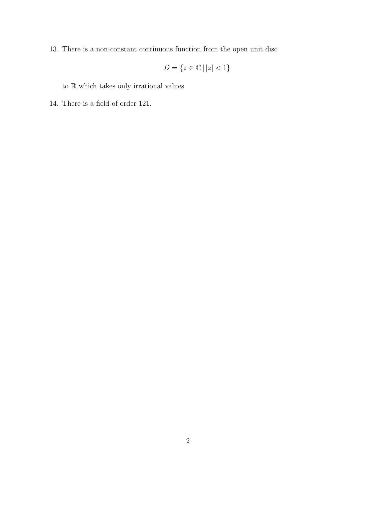 CMI Entrance Exam 2010 Question Paper MSc/PhD Mathematics - Page 2
