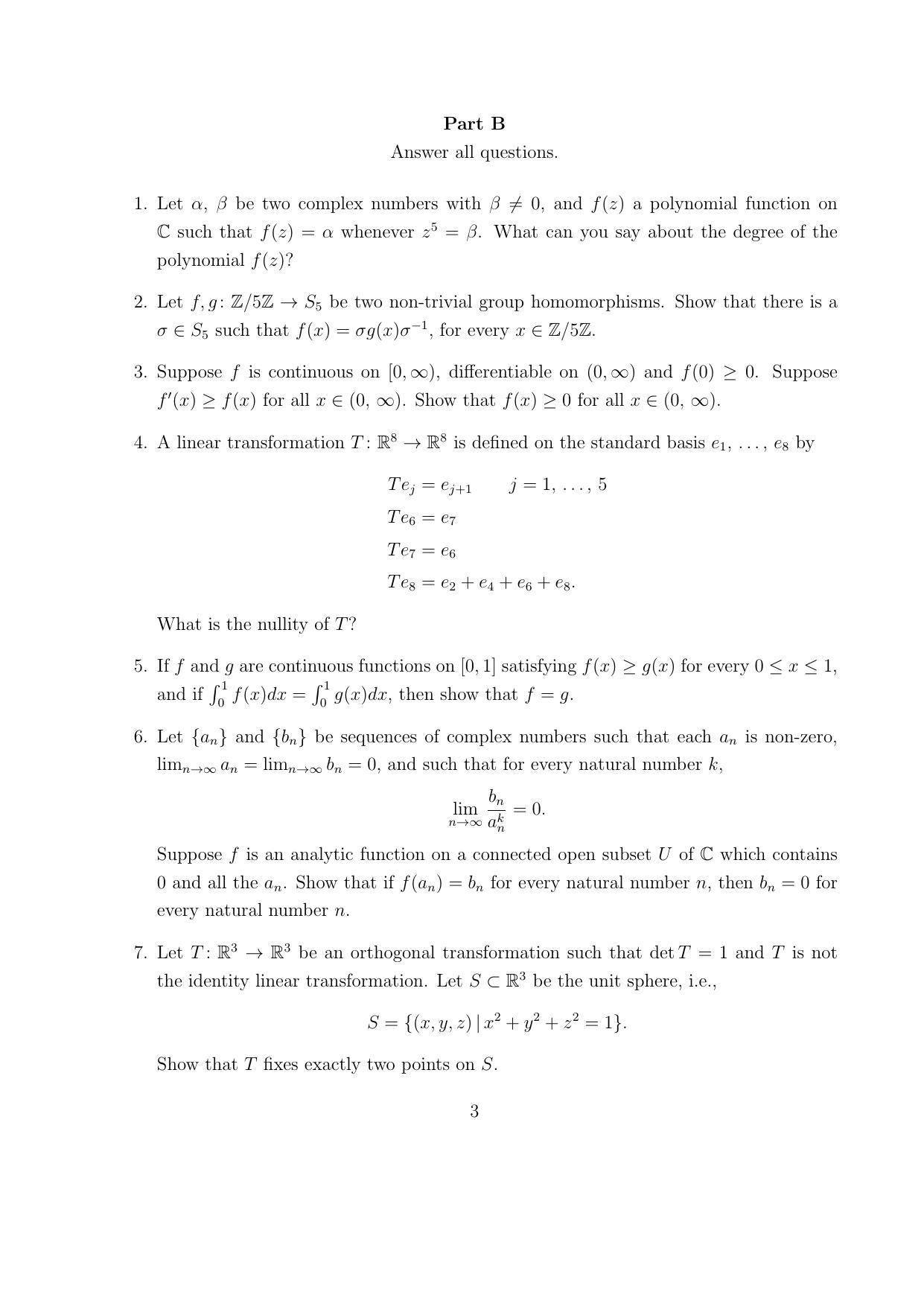 CMI Entrance Exam 2010 Question Paper MSc/PhD Mathematics - Page 3
