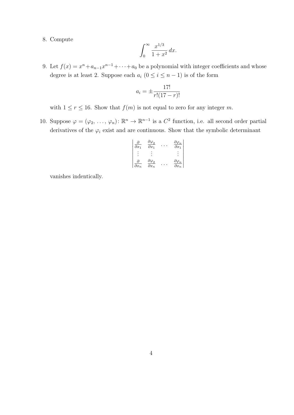 CMI Entrance Exam 2010 Question Paper MSc/PhD Mathematics - Page 4